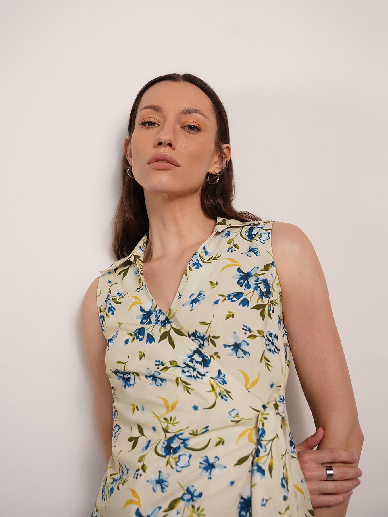 Floral Wrap Top - Off White