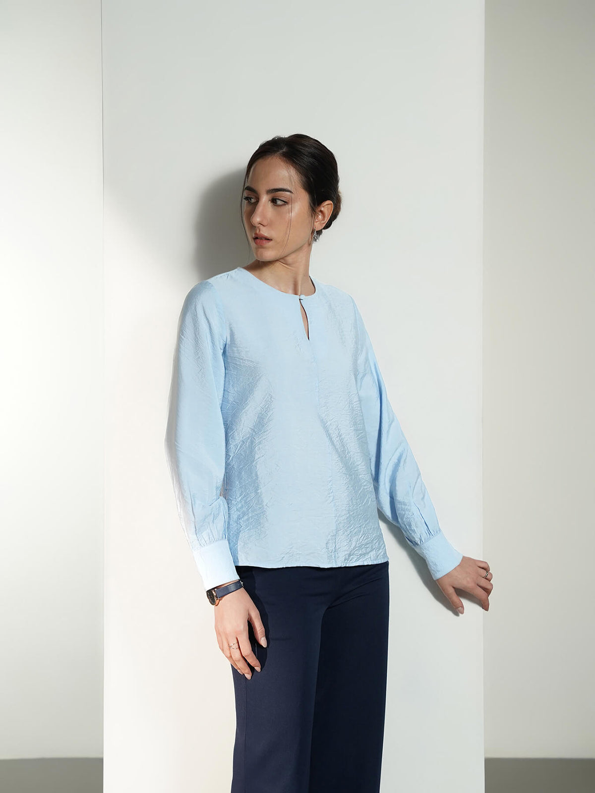 Keyhole Detail Top - Blue