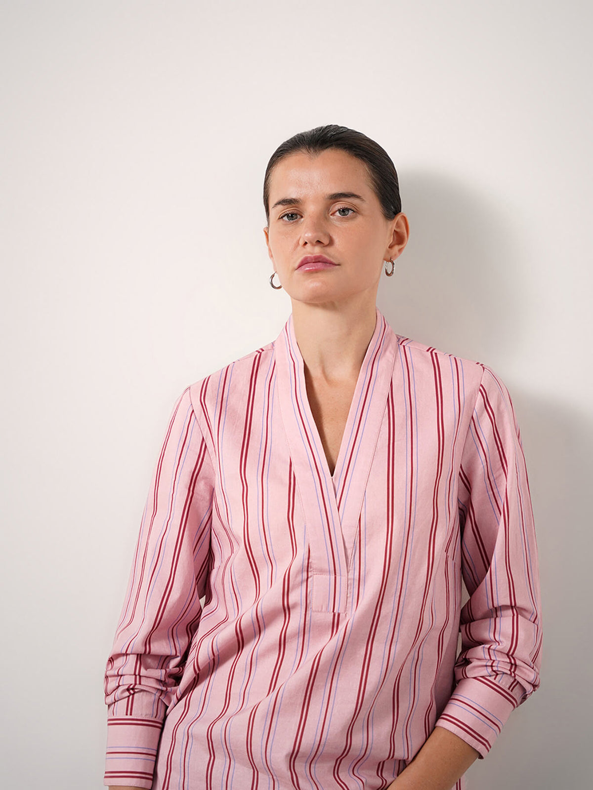 Pure Cotton Striped Top - Pink