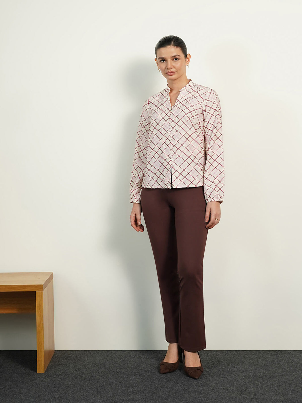Checkered Top- Off-white