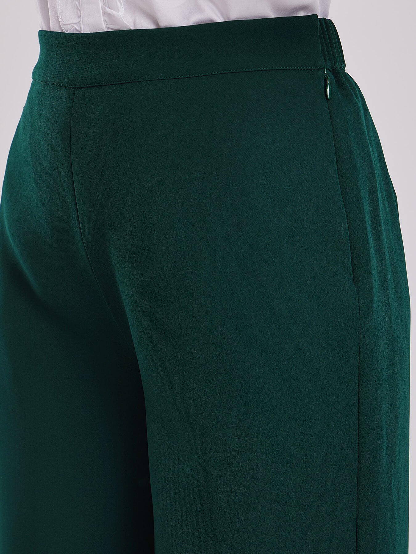 Wide Leg Trousers - Bottle Green