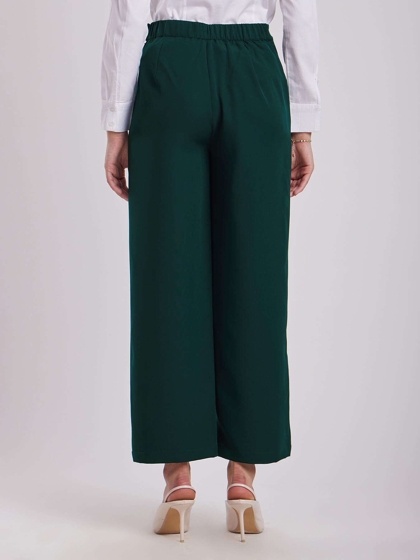 Wide Leg Trousers - Bottle Green