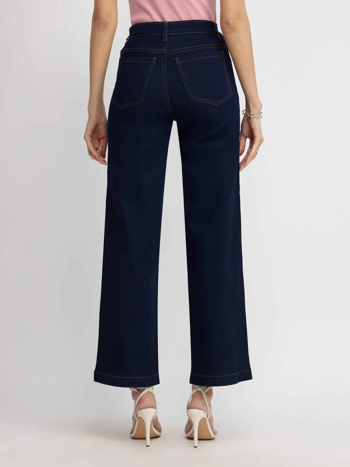 Wide Leg Jeans - Navy Blue