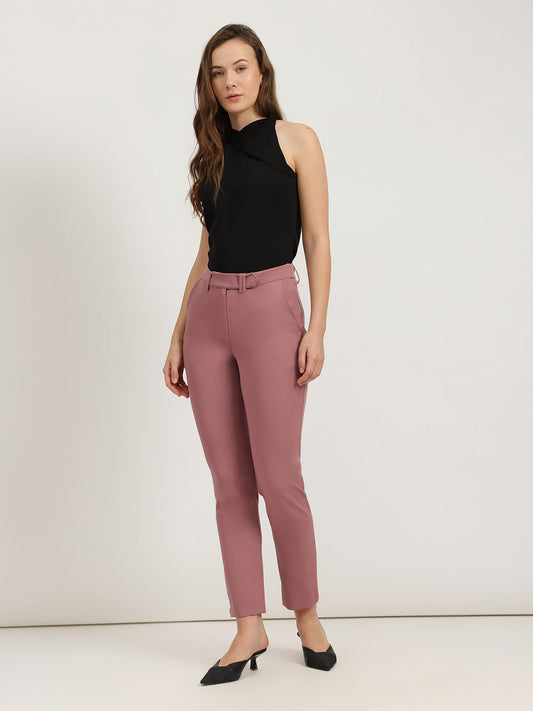 Straight Fit Trousers - Dark Pink