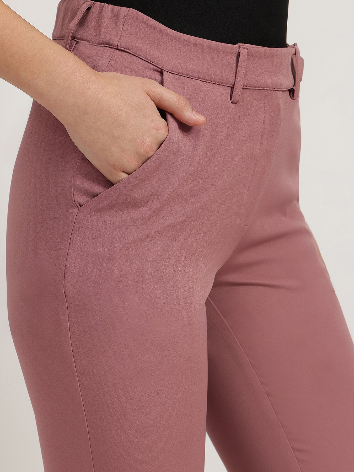 Straight Fit Trousers - Dark Pink