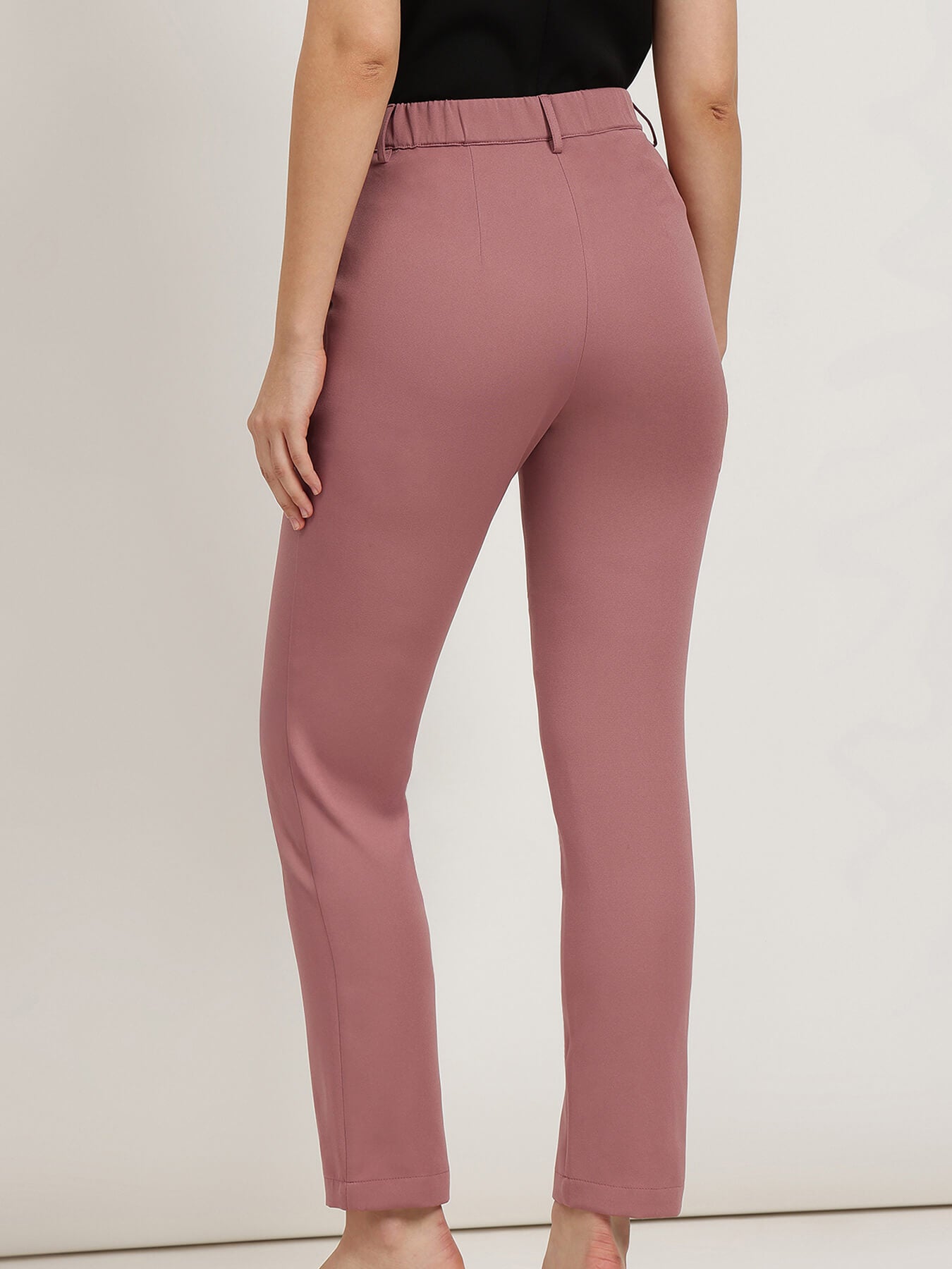 Straight Fit Trousers - Dark Pink