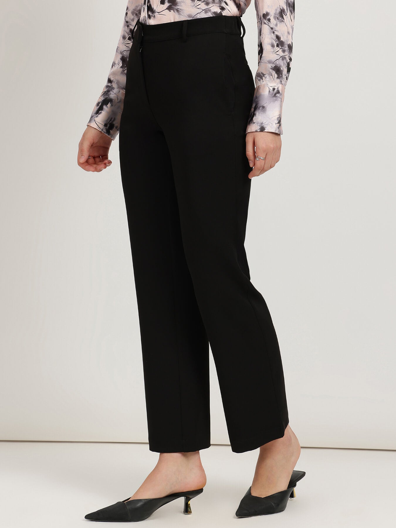 Straight Fit Trousers - Black