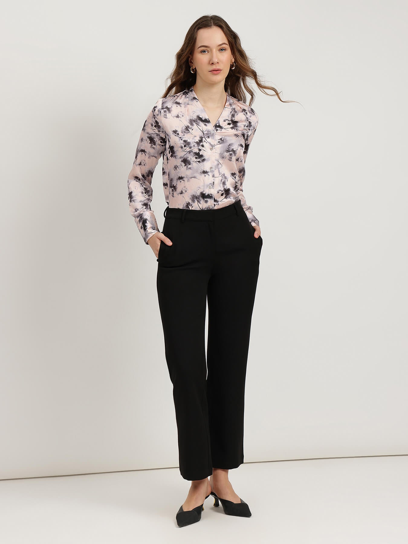 Straight Fit Trousers - Black