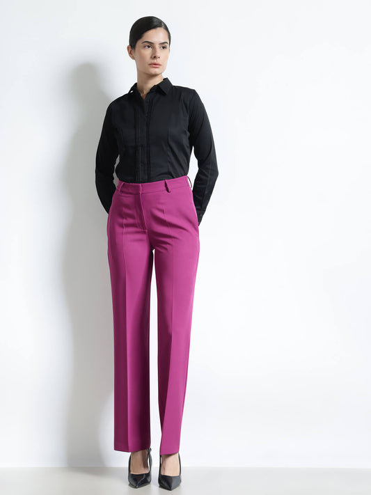 Straight Fit Trousers - Magenta