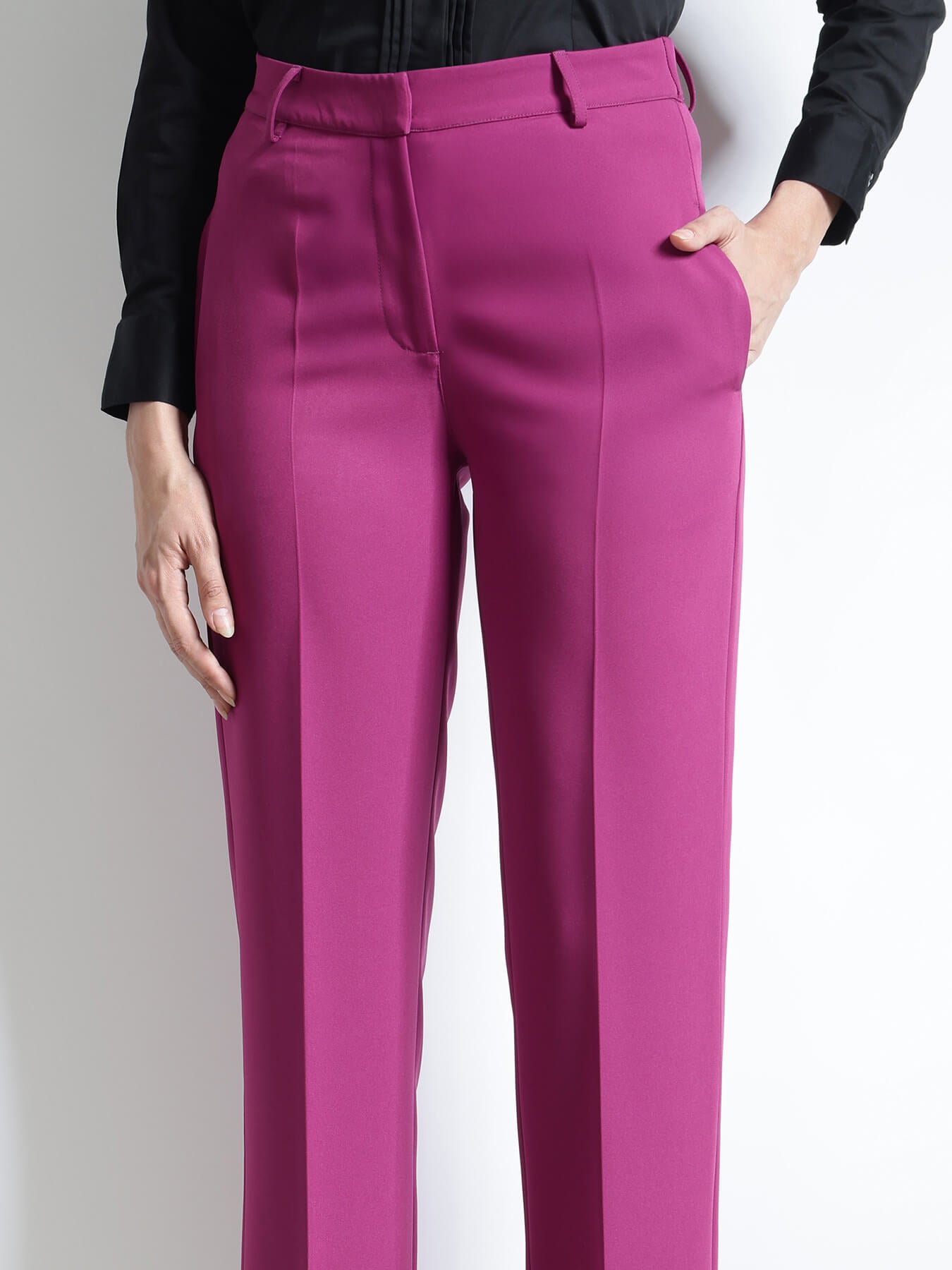 Straight Fit Trousers - Magenta