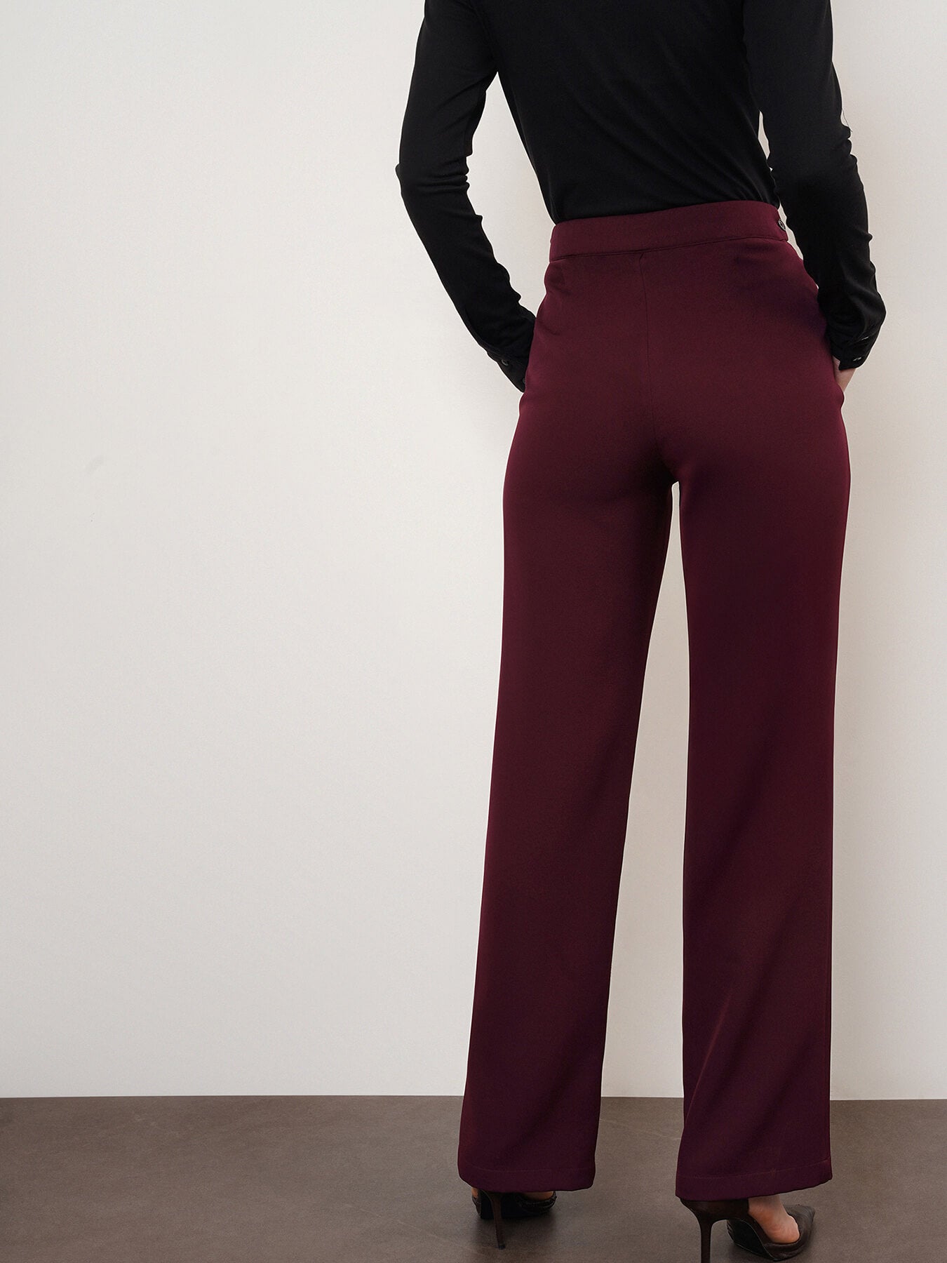 Straight Fit Trousers - Maroon