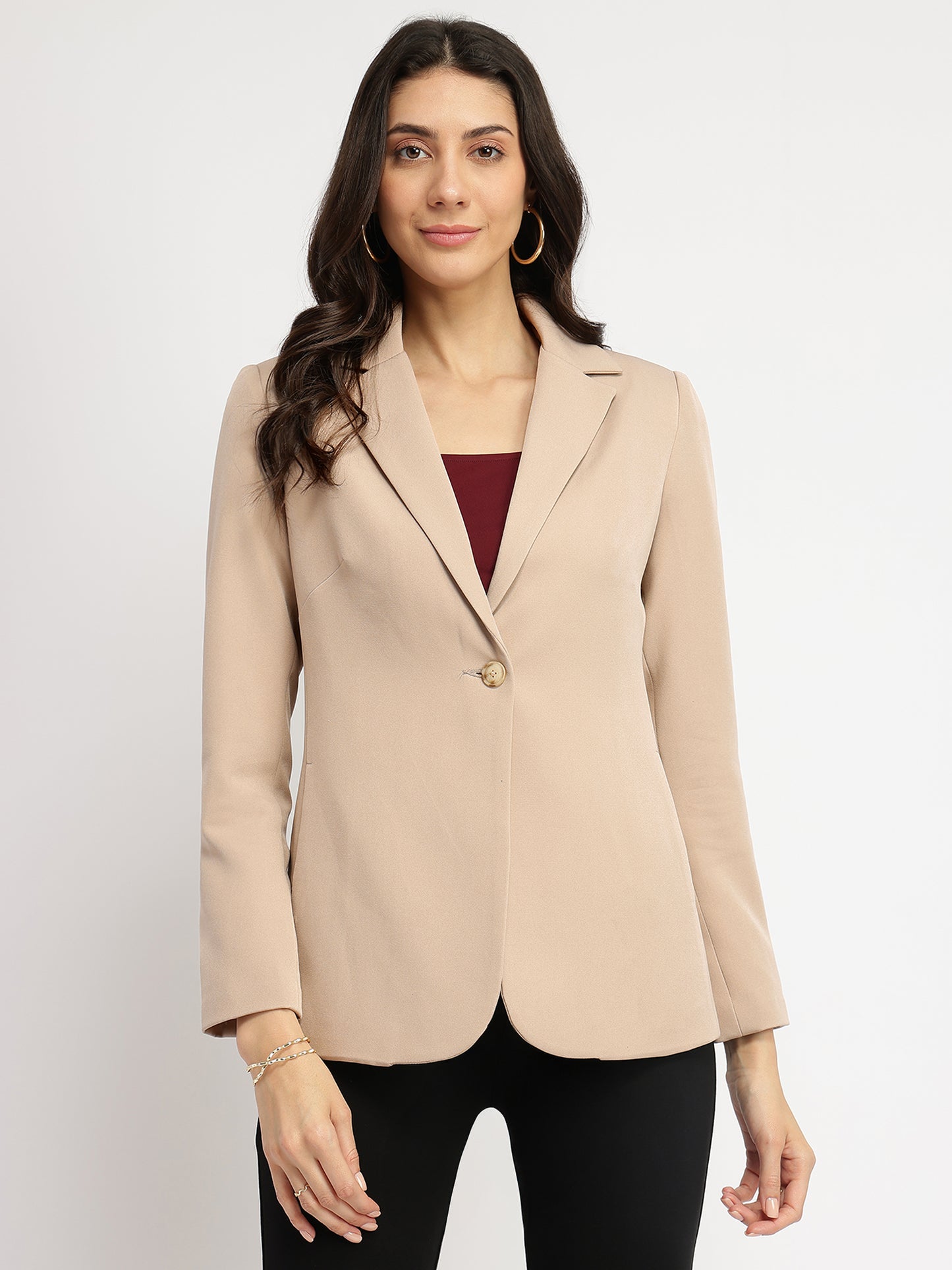 Single Breasted Blazer - Beige