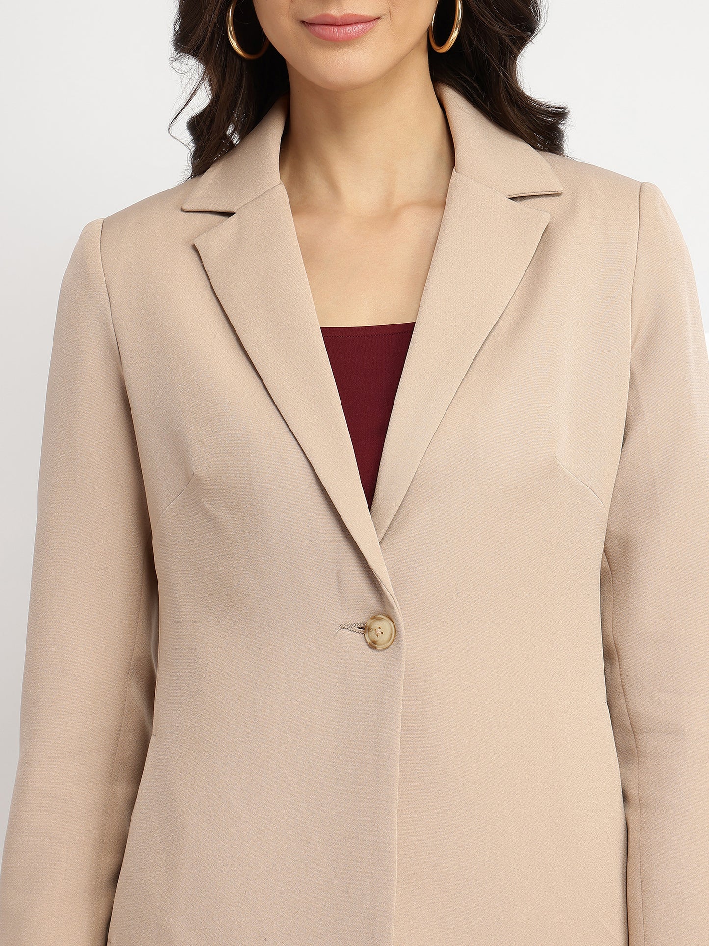 Single Breasted Blazer - Beige