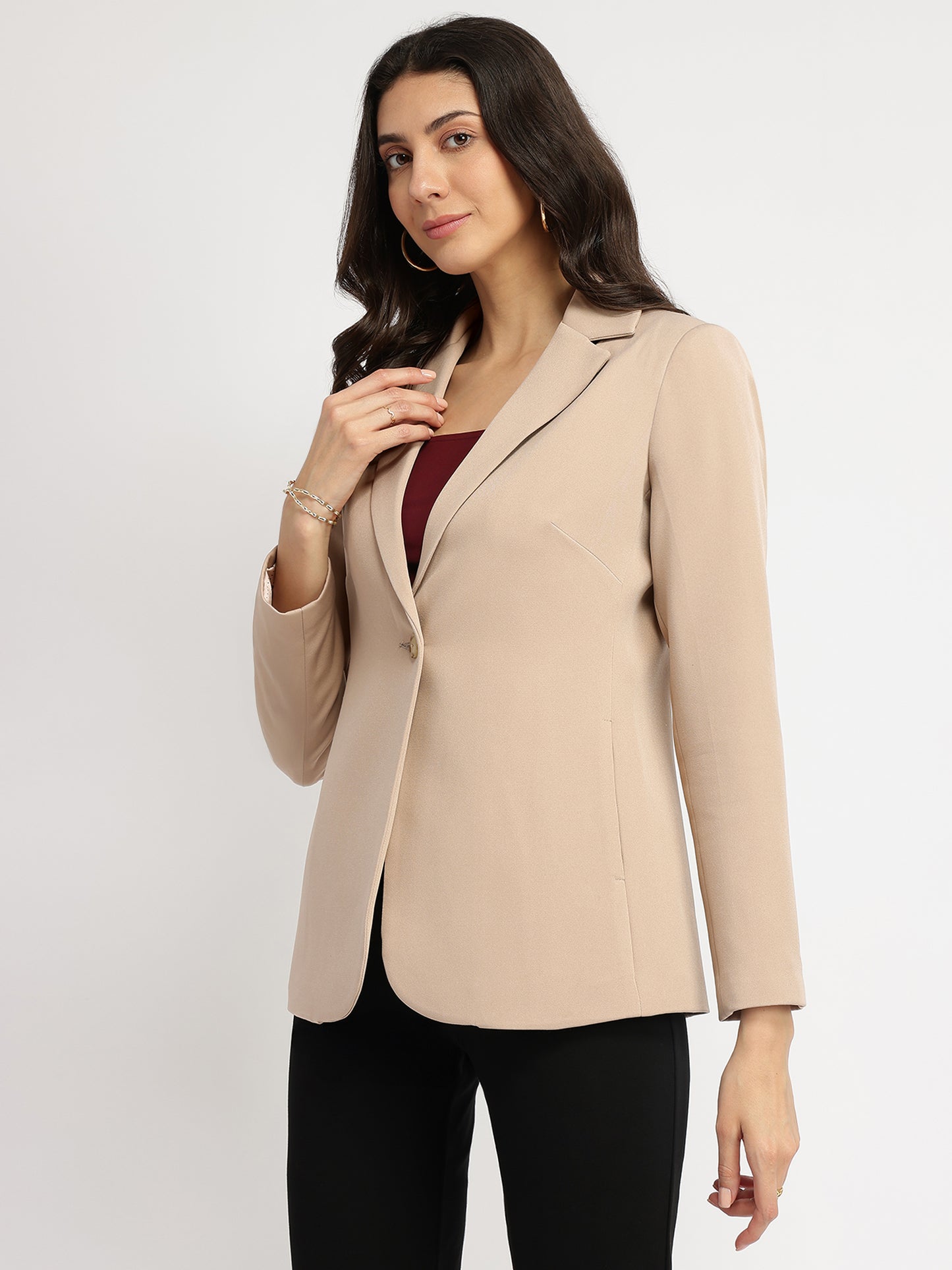 Single Breasted Blazer - Beige