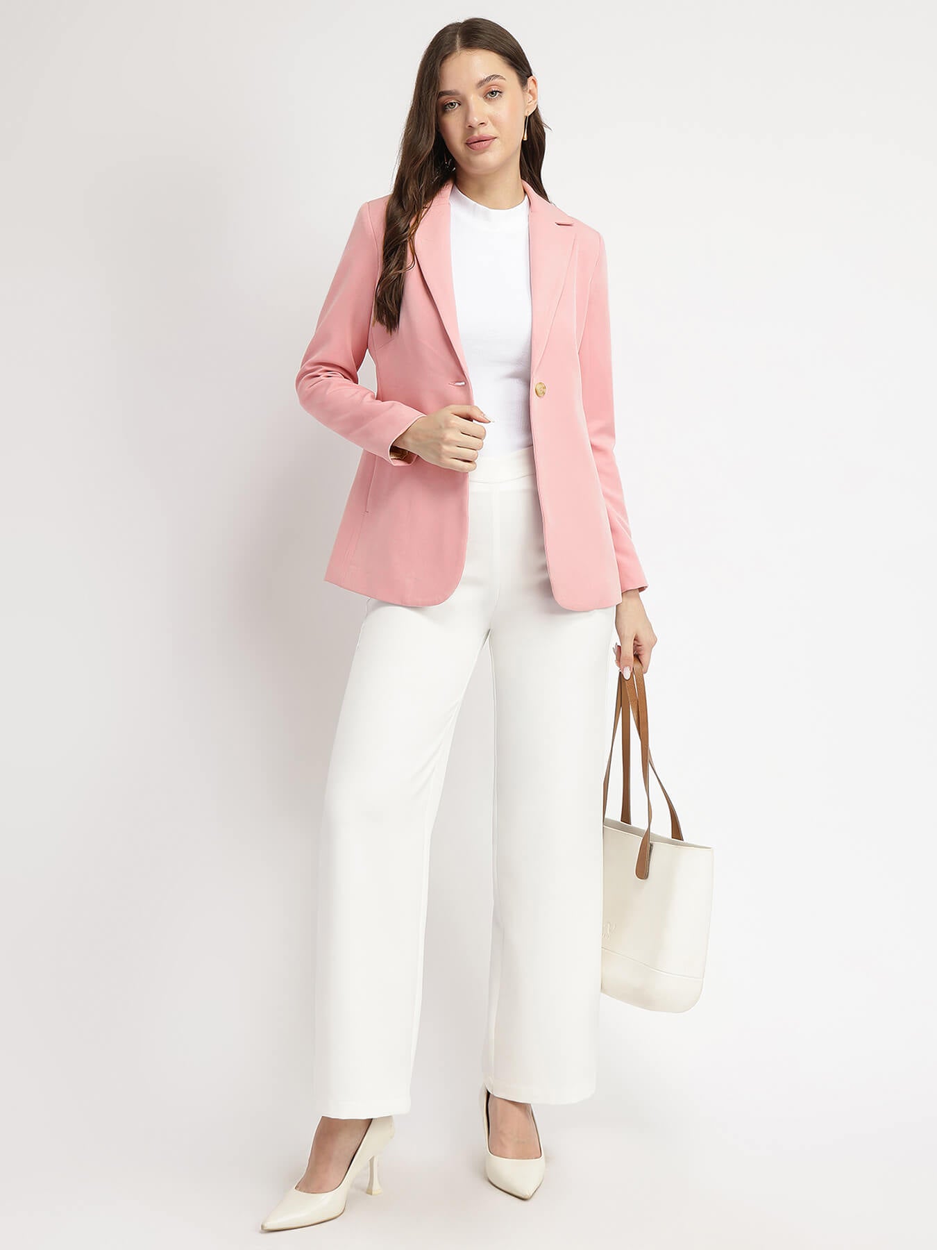 Single Breasted Blazer - Light Pink
