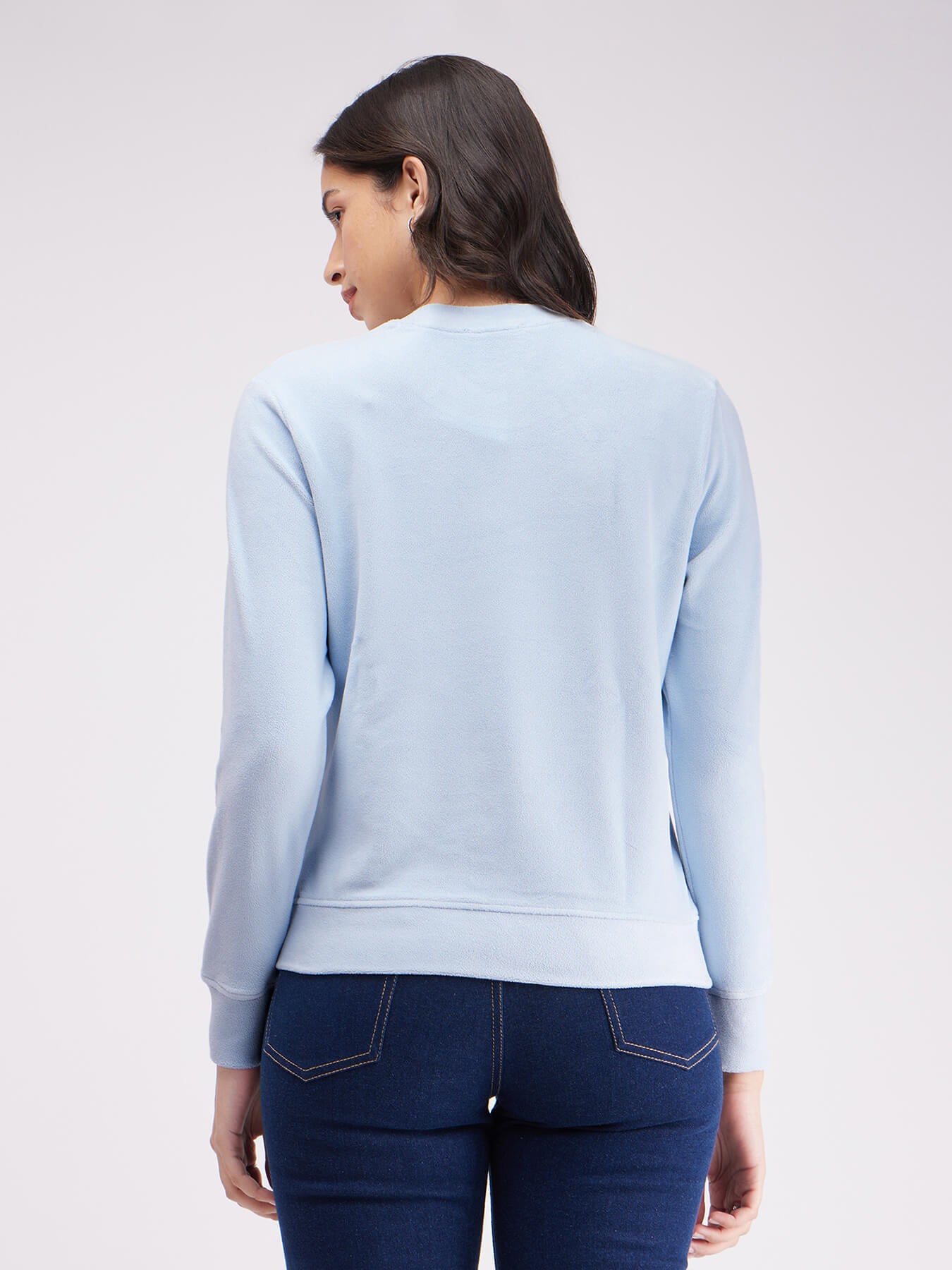 Fleece Roundneck Sweatshirt - Light Blue