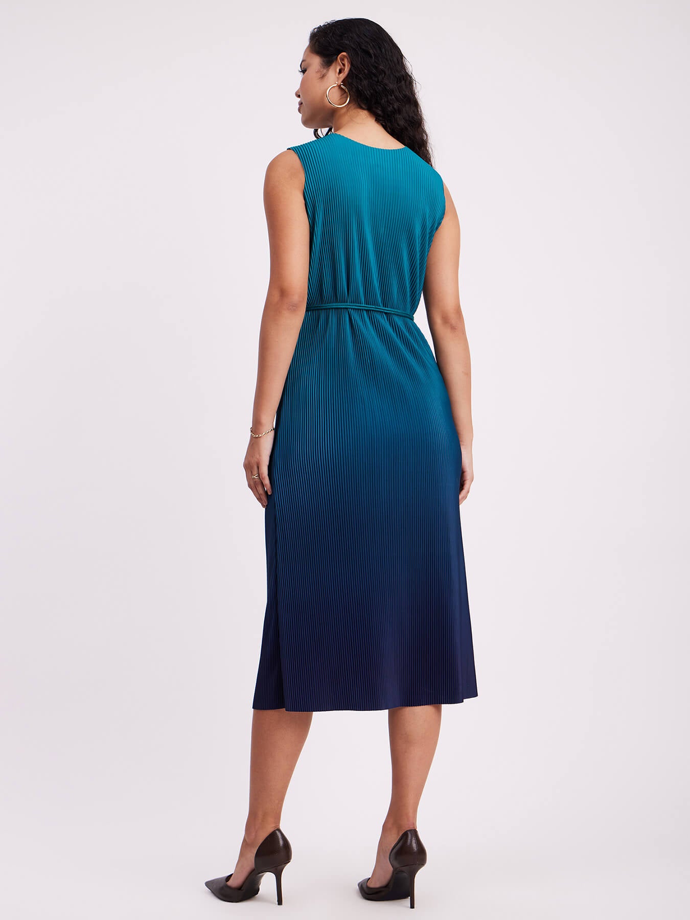Ombre Pleated Dress - Green