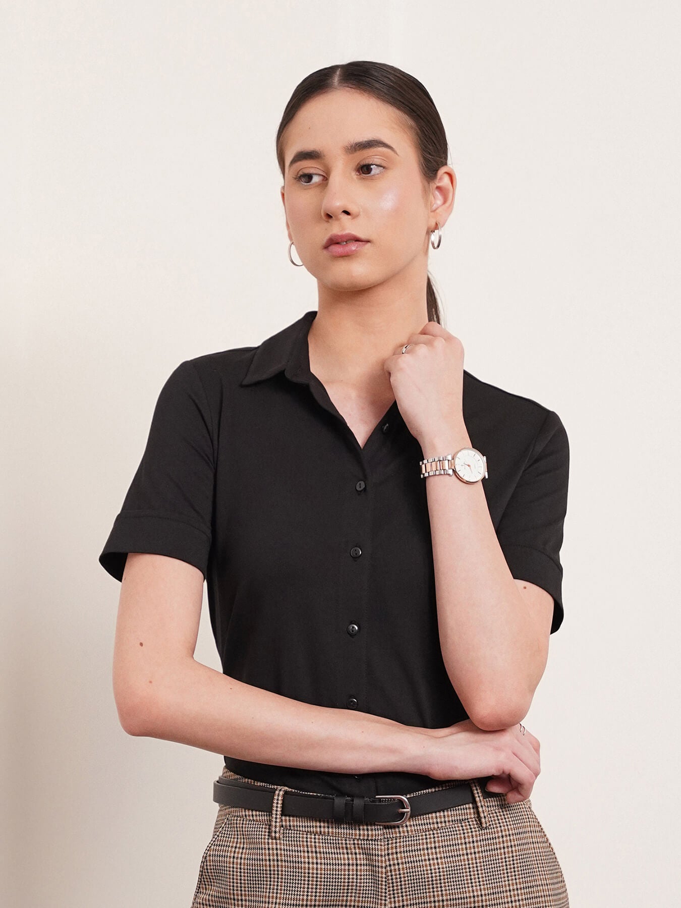 Cotton Knitted Shirt -Black