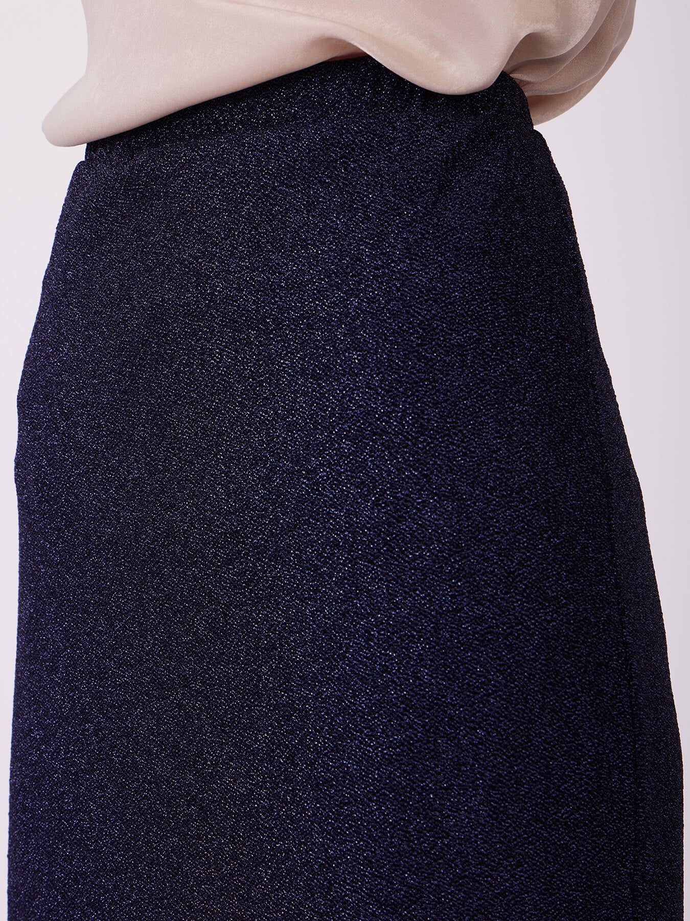 Metallic Shimmer Lurex Skirt - Navy Blue