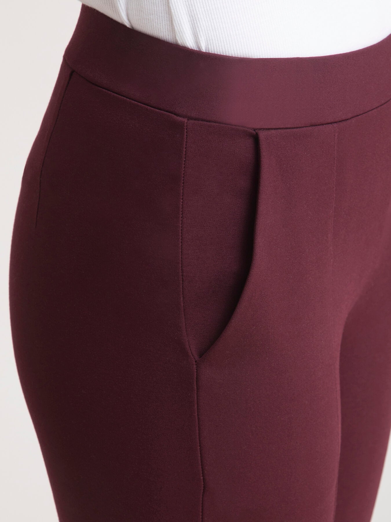 LivIn Straight Fit Cropped Pants - Maroon