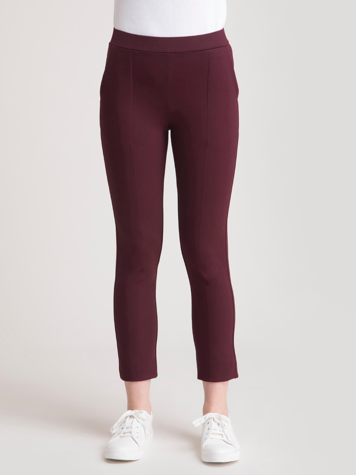 LivIn Straight Fit Cropped Pants - Maroon