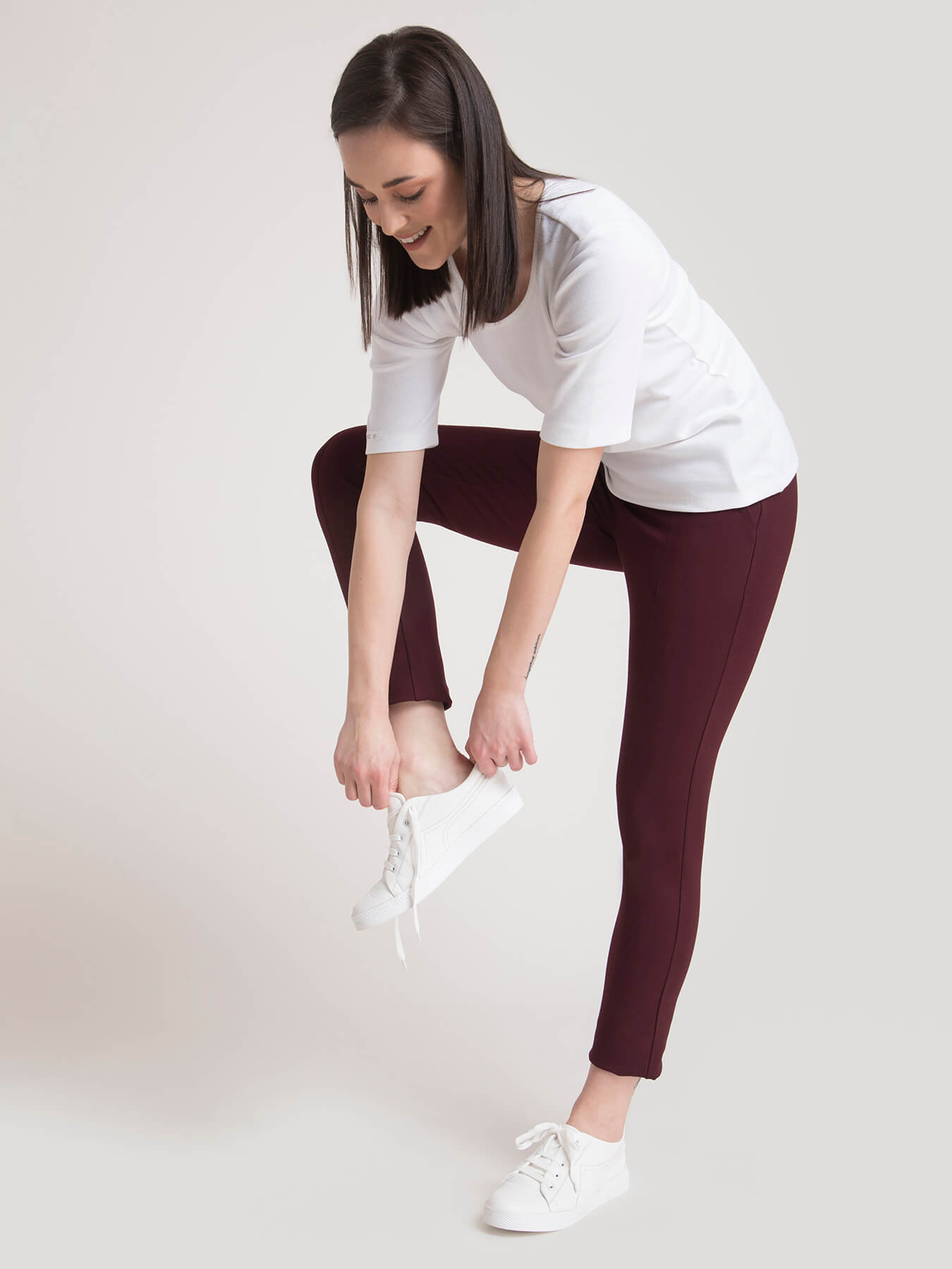 LivIn Straight Fit Cropped Pants - Maroon