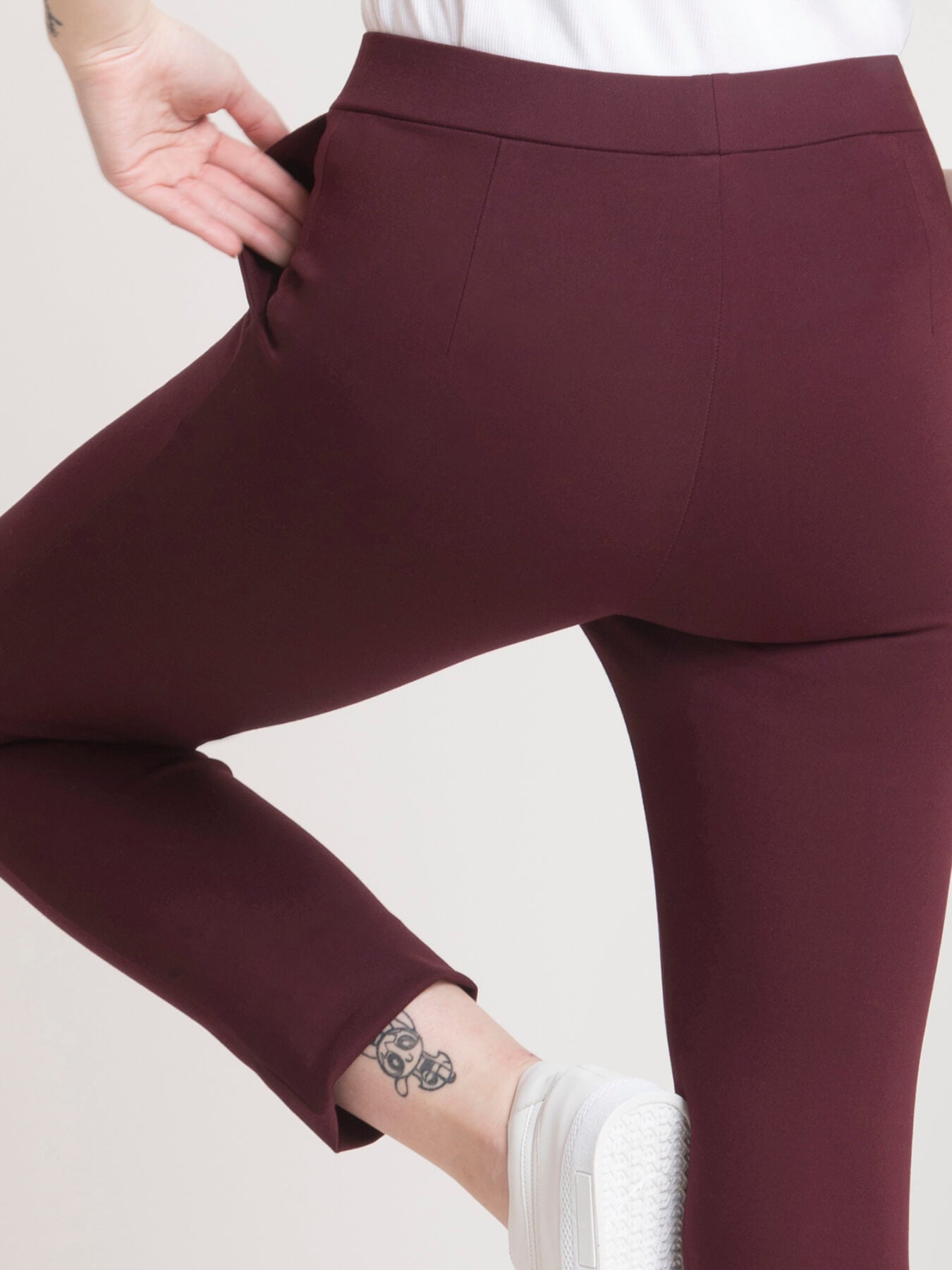 LivIn Straight Fit Cropped Pants - Maroon