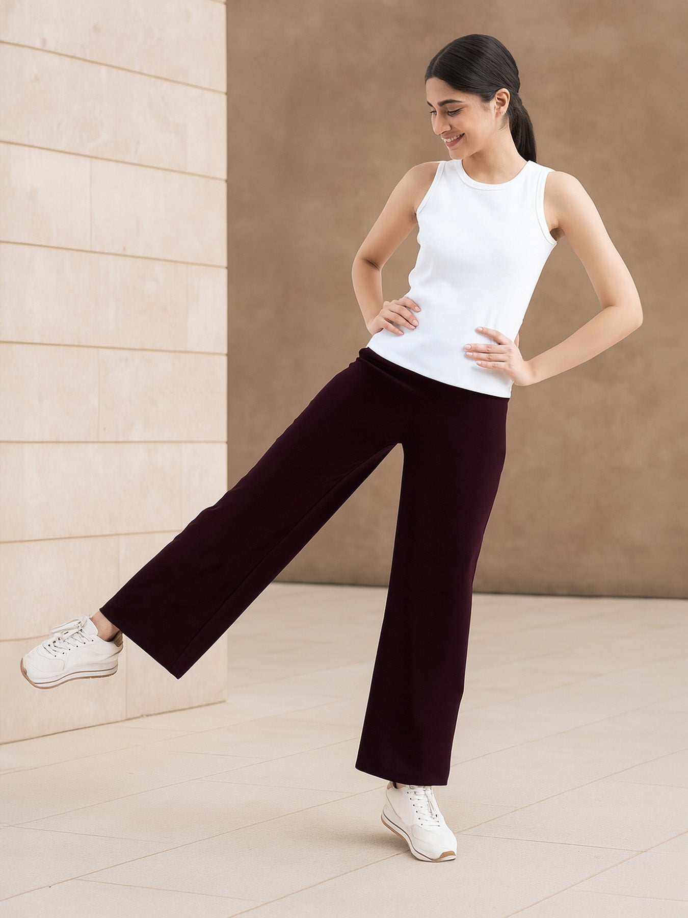 LivIn Air Wide Leg Pants - Maroon