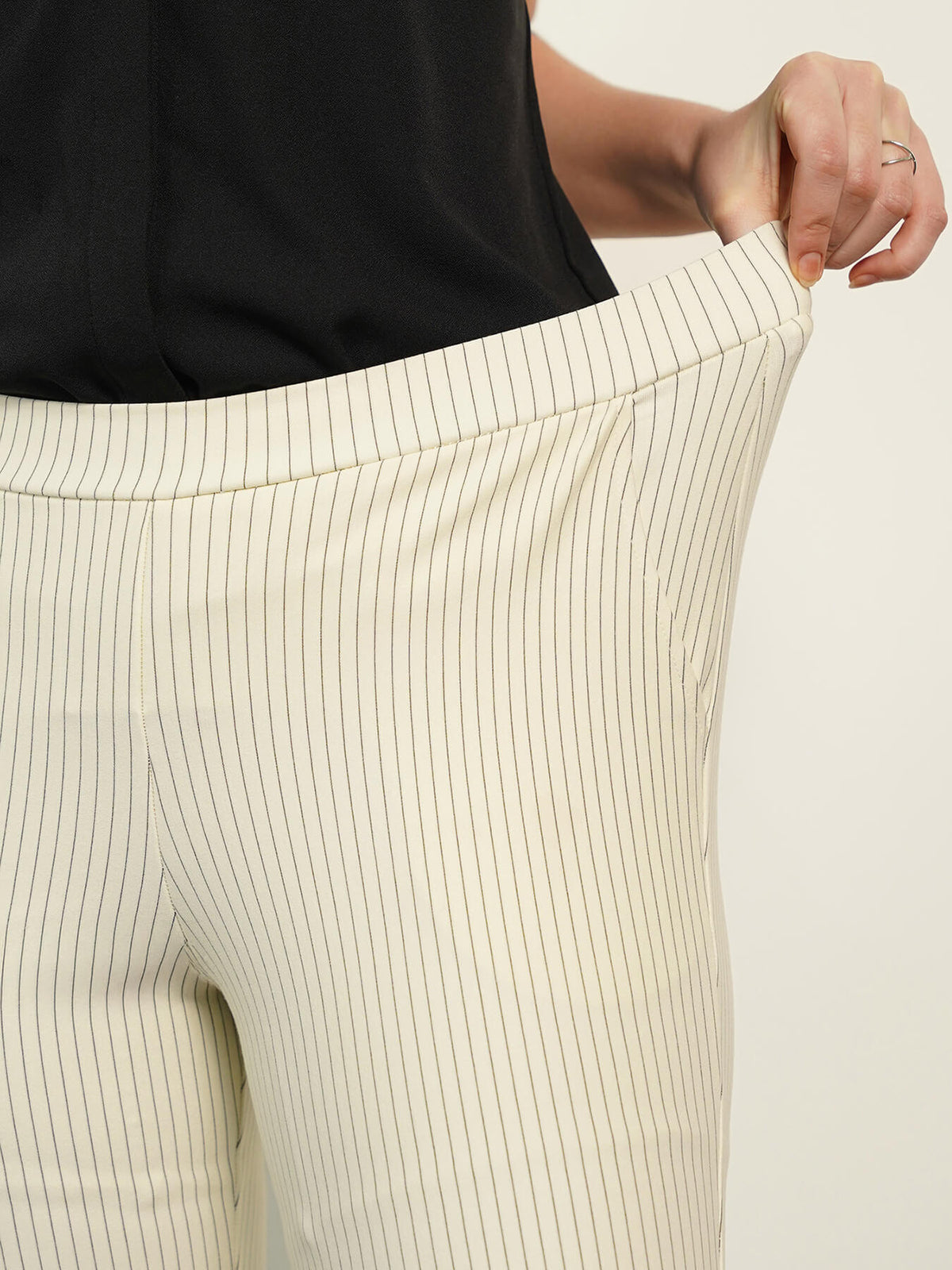 Livin Striped Bootcut Pants - Off White