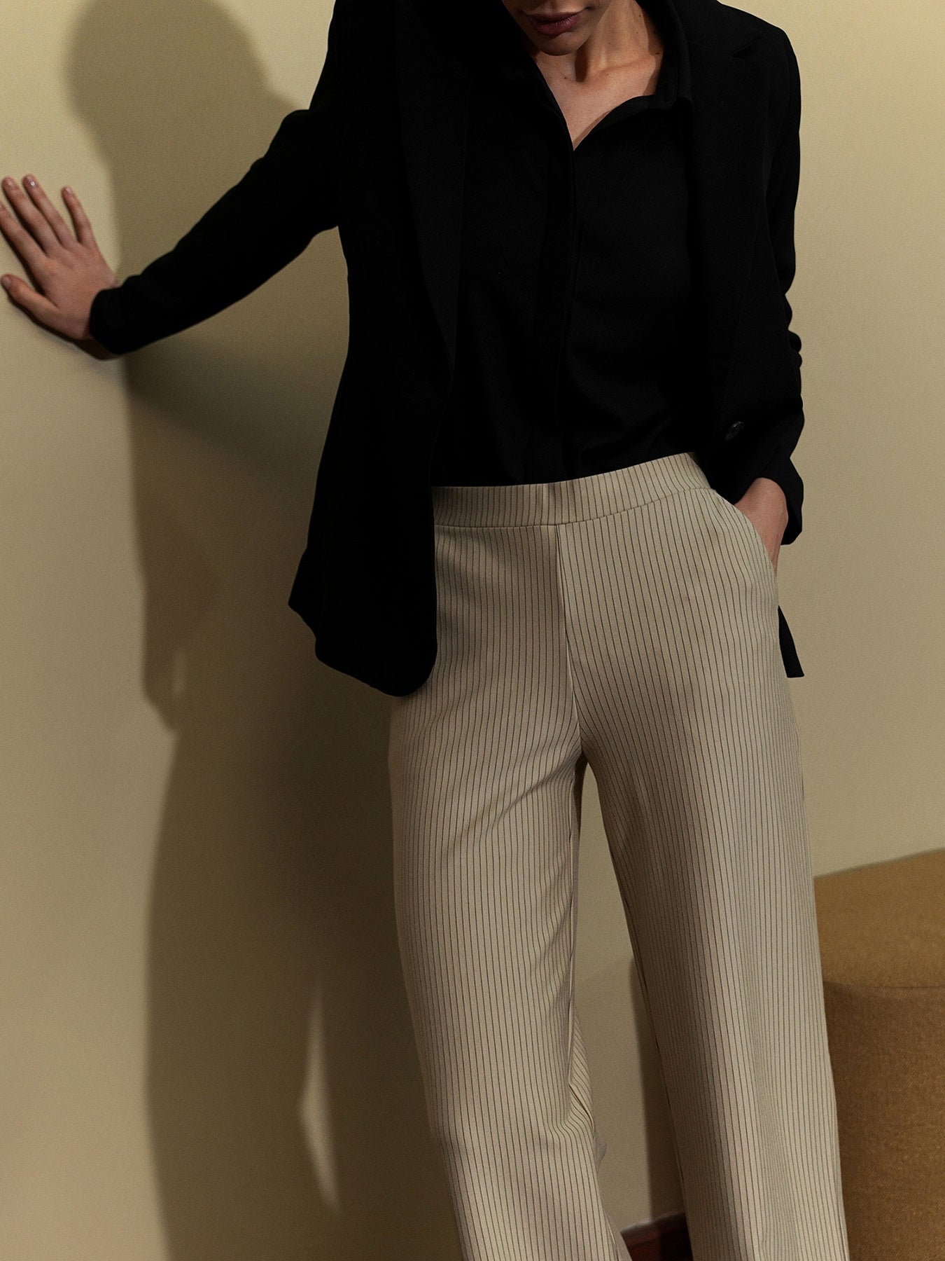LivIn Striped Wide Leg Pants - Beige
