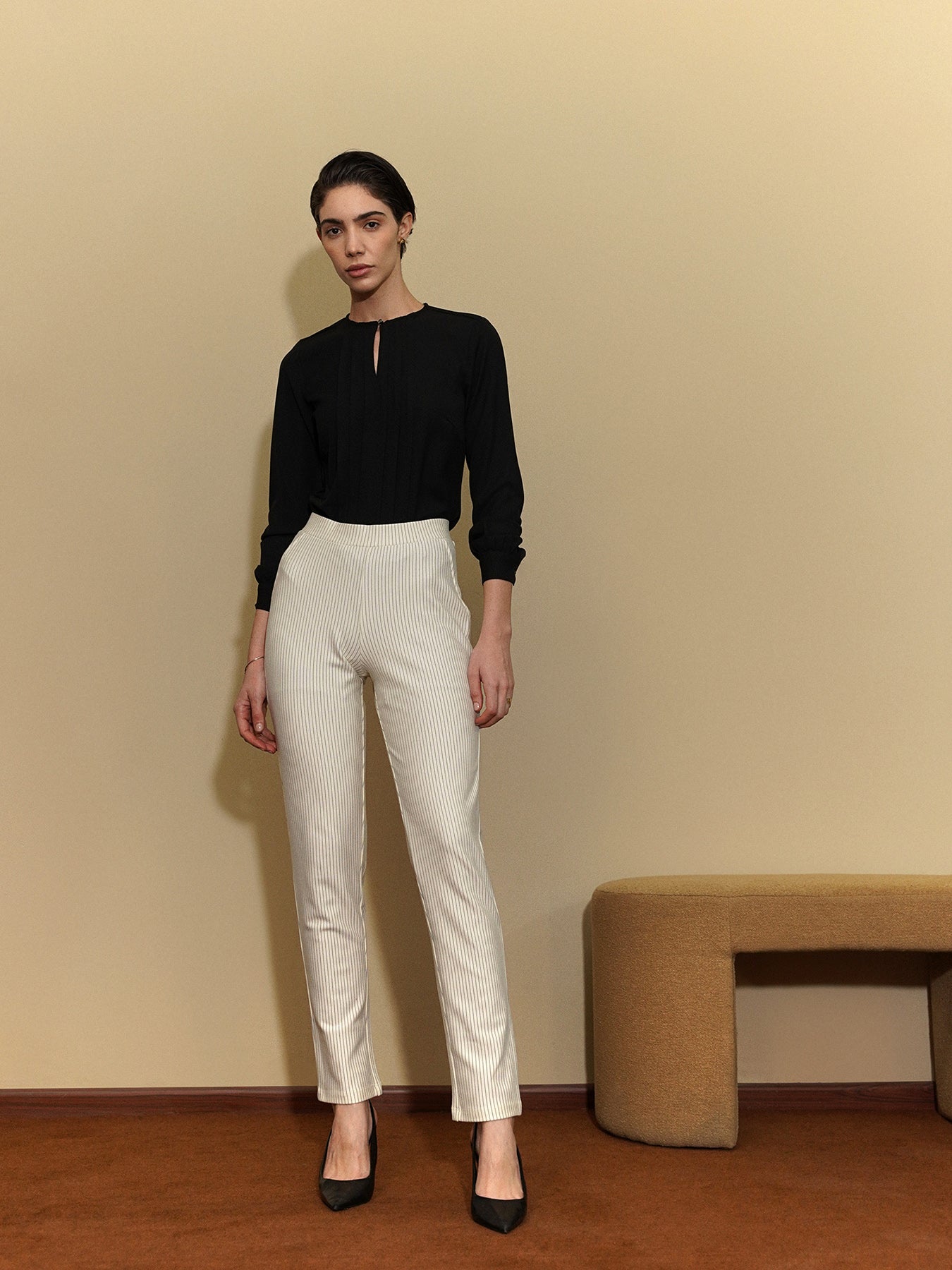 LivIn Striped Straight Pants - Off White