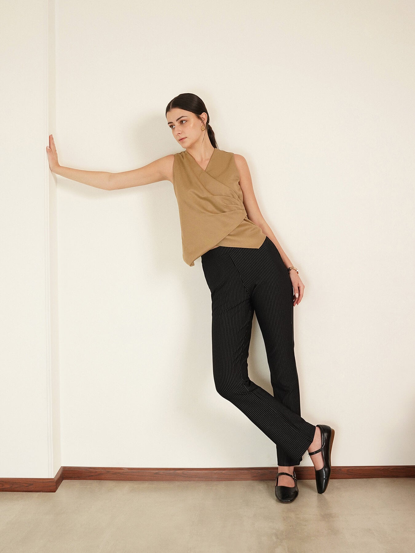 LivIn Striped Bootcut Pants - Black