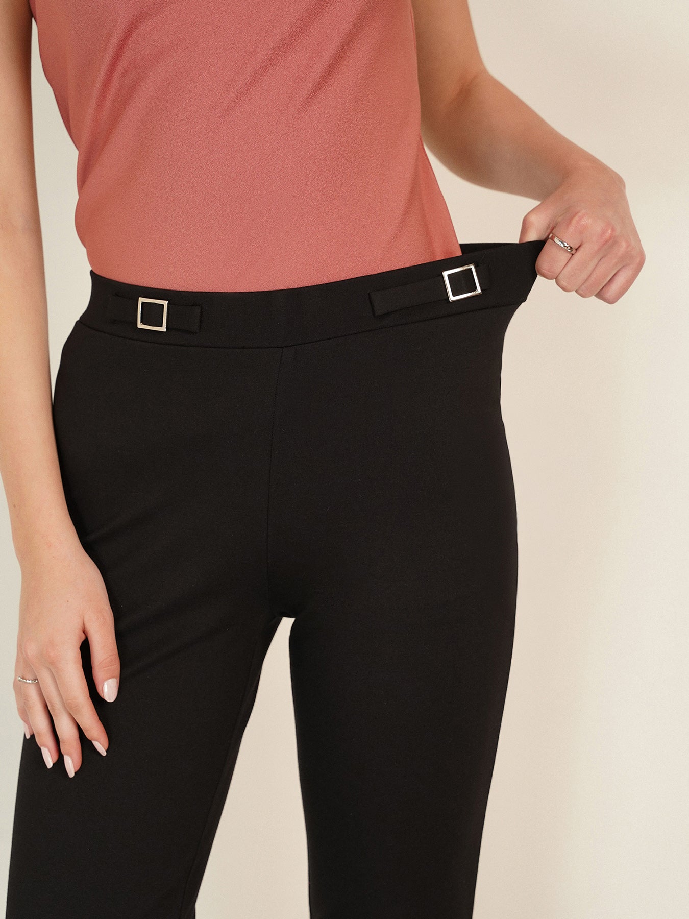 LivIn Bootcut Pants With Buckle - Black