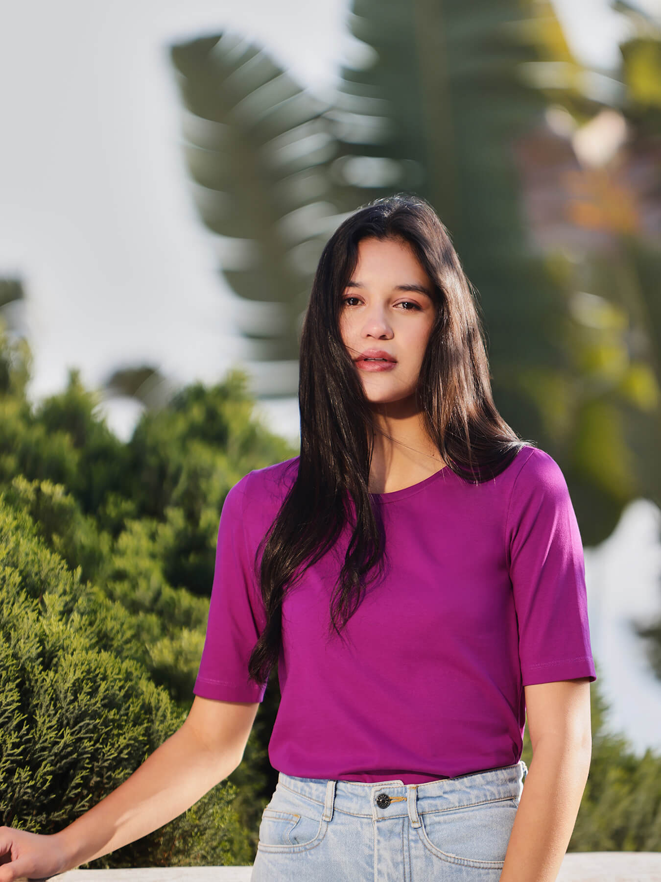 LivSoft Cotton Gather Detail Top - Purple
