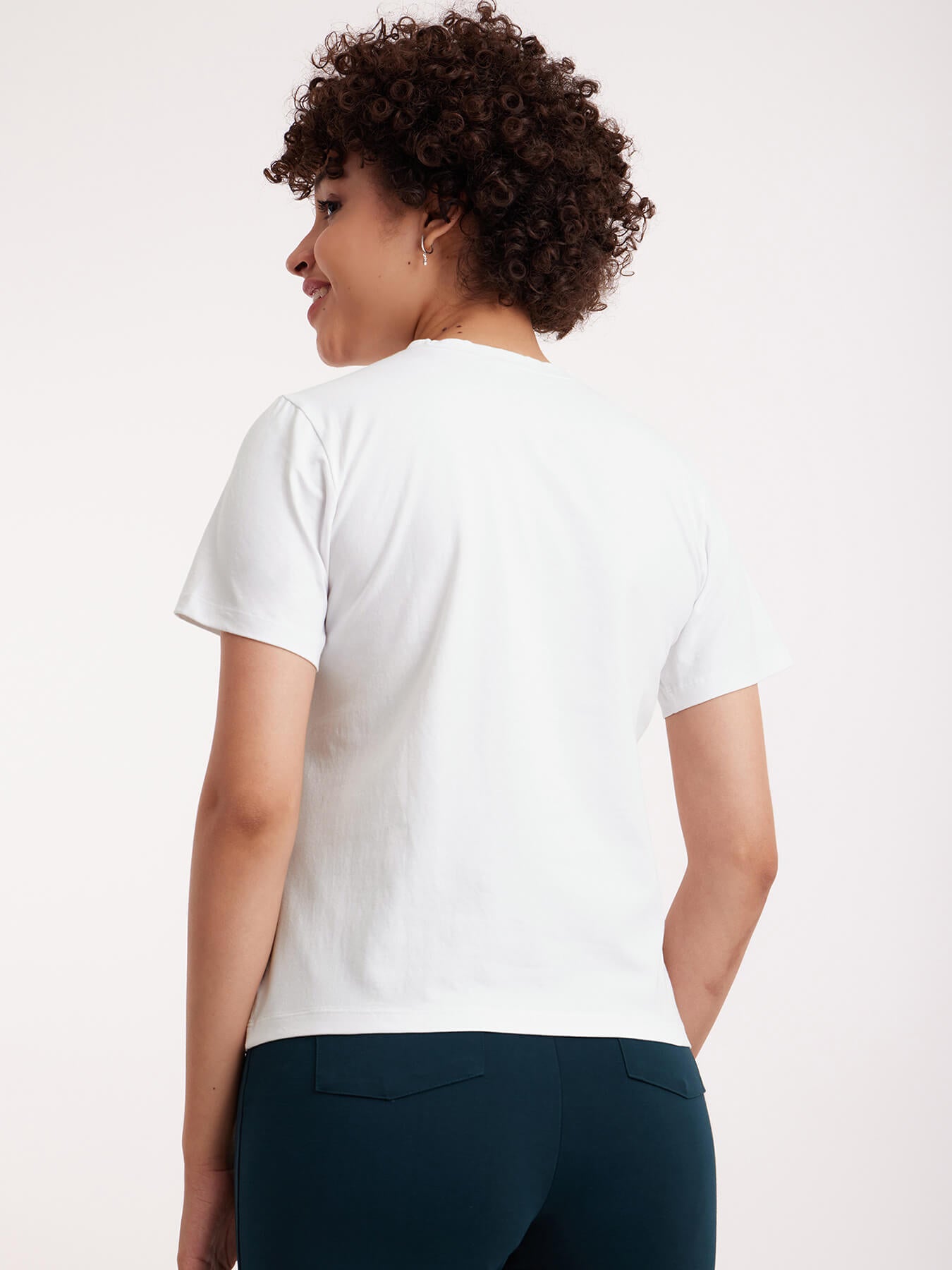 Single Jersey Schiffli Pocket Tee - White