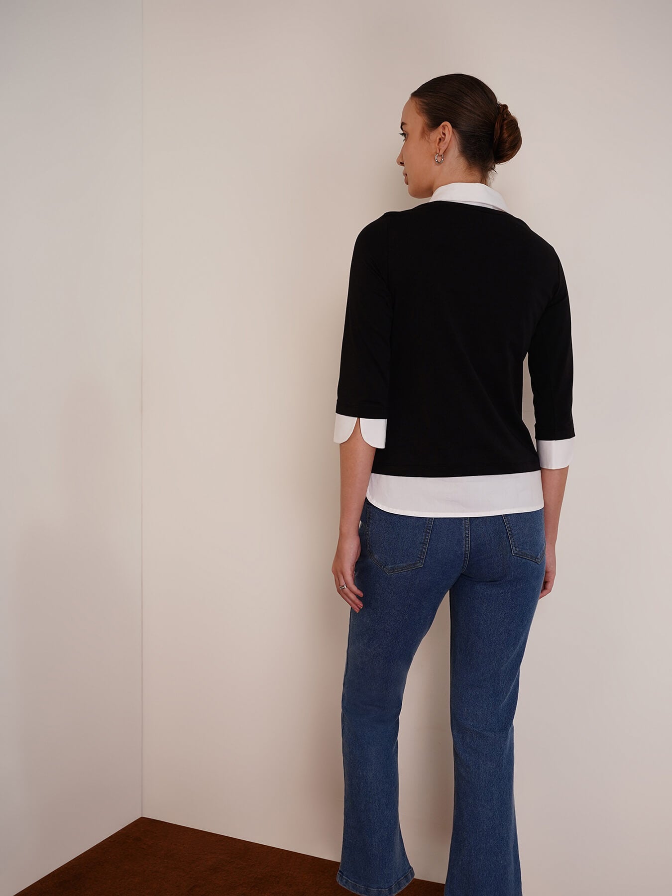 Cotton Colour Block Tee - Black And White