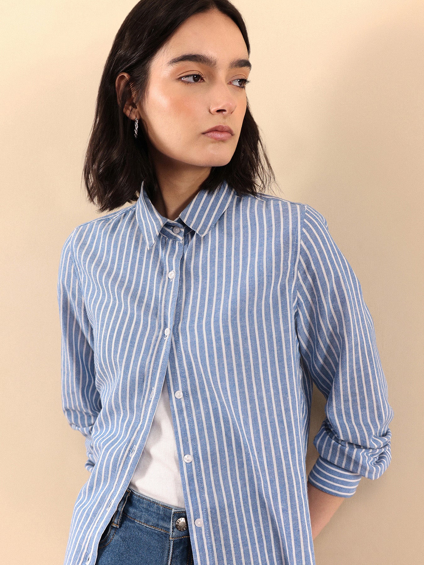 Cotton Striped Shirt - Blue