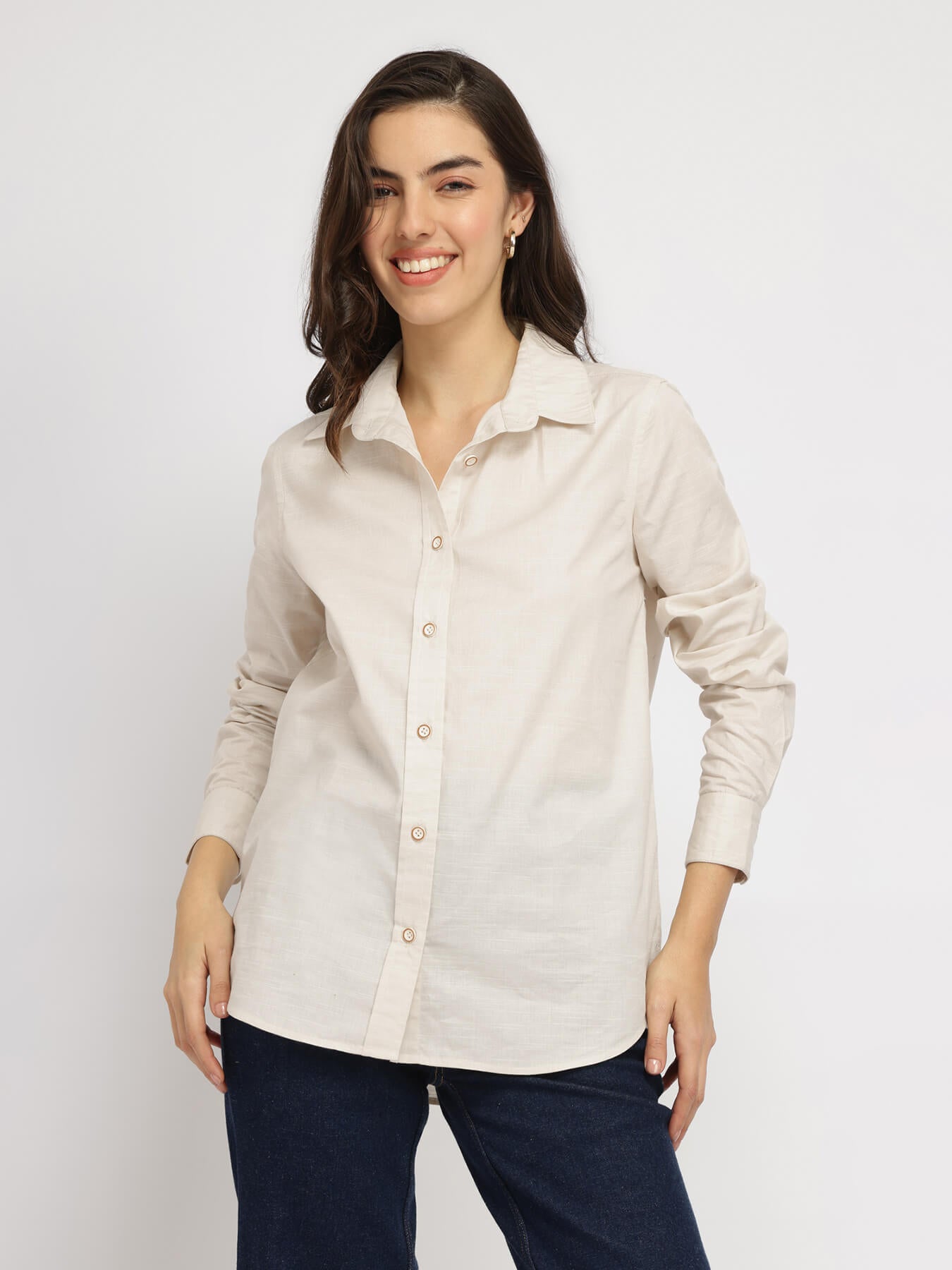 Cotton Blend Shirt - Off White