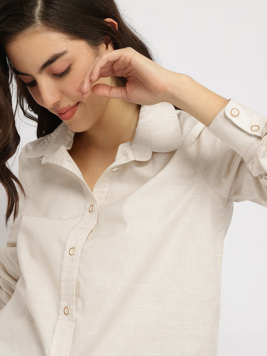 Cotton Blend Shirt - Off White
