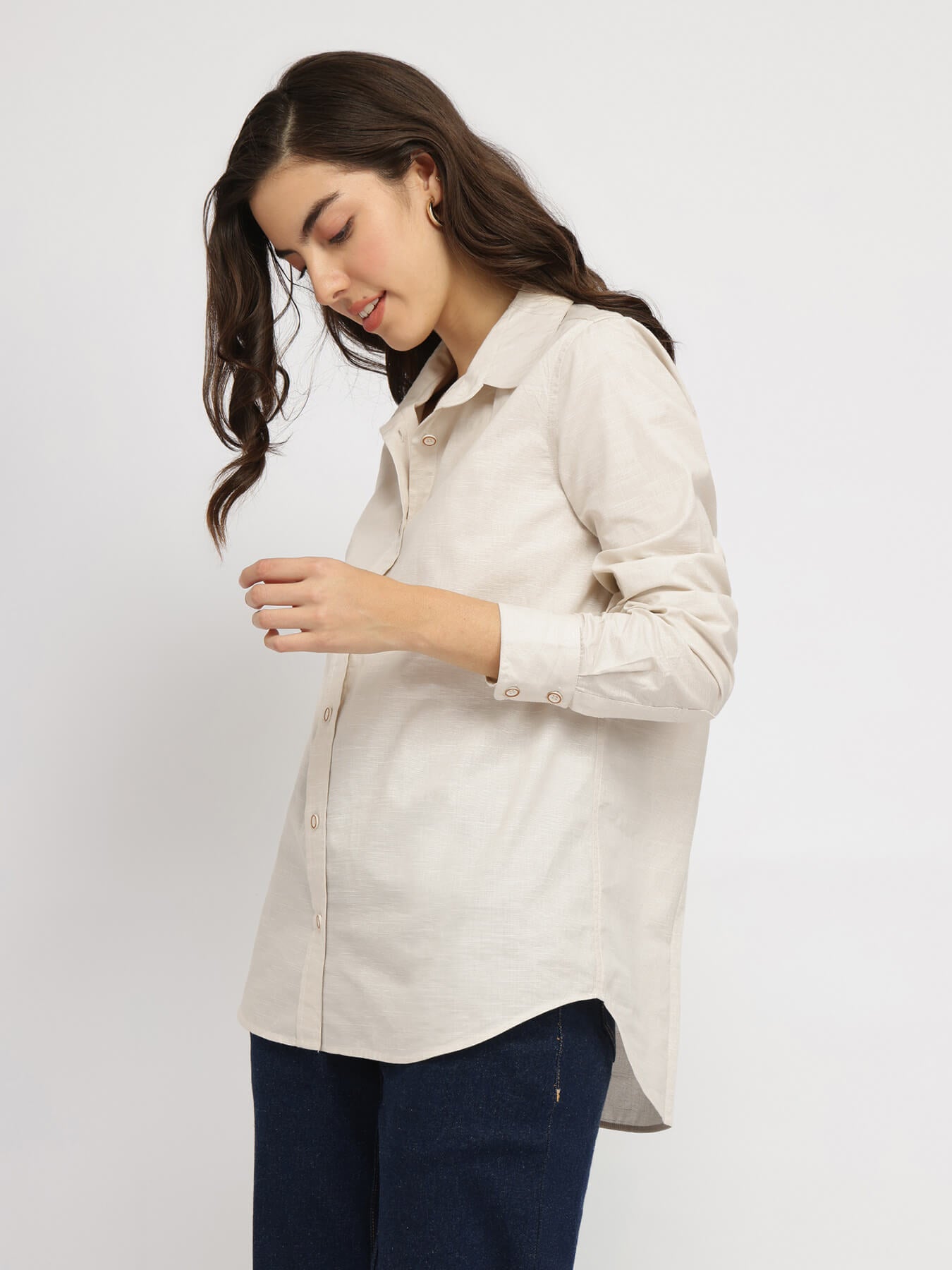 Cotton Blend Shirt - Off White