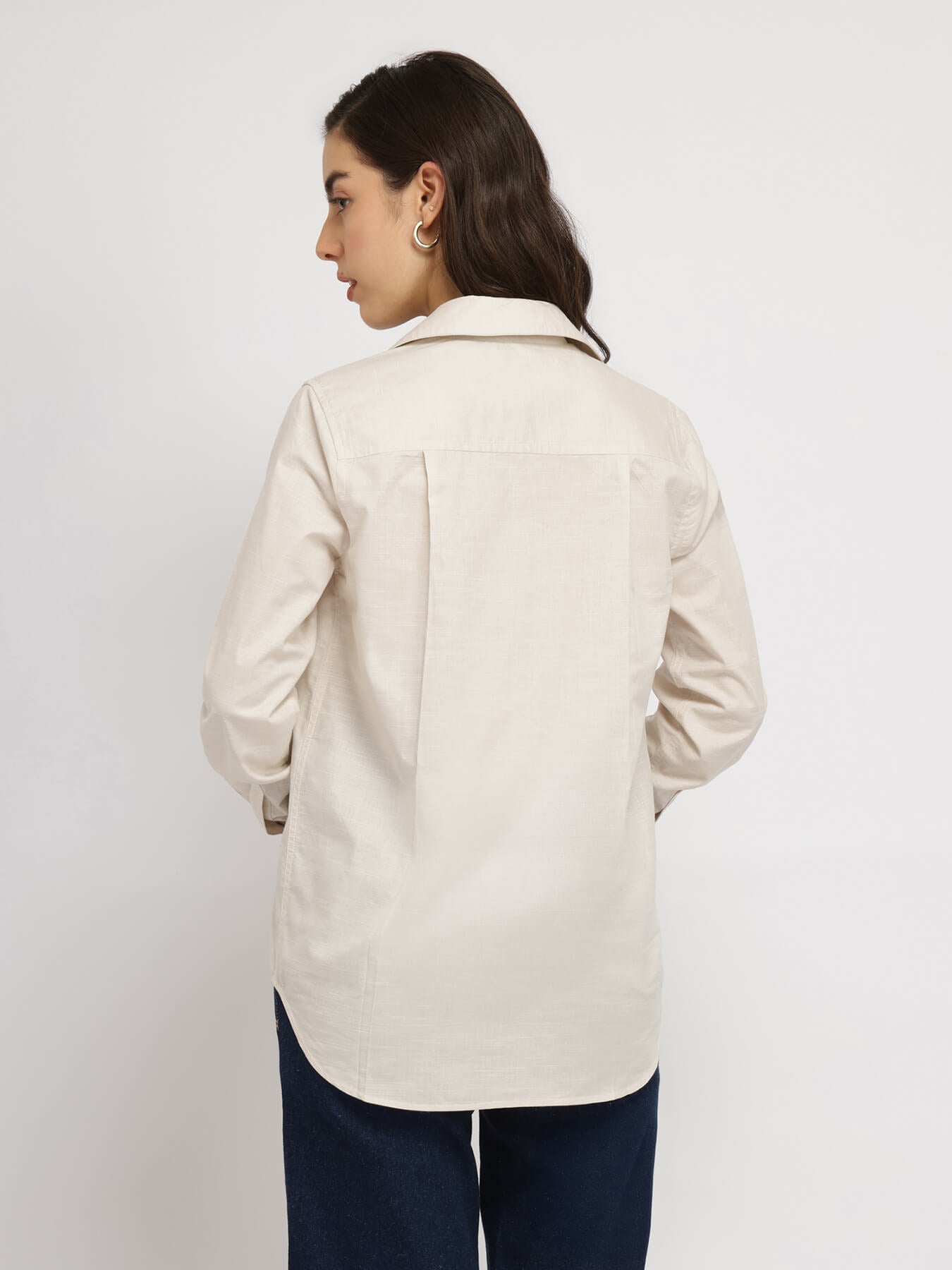 Cotton Blend Shirt - Off White