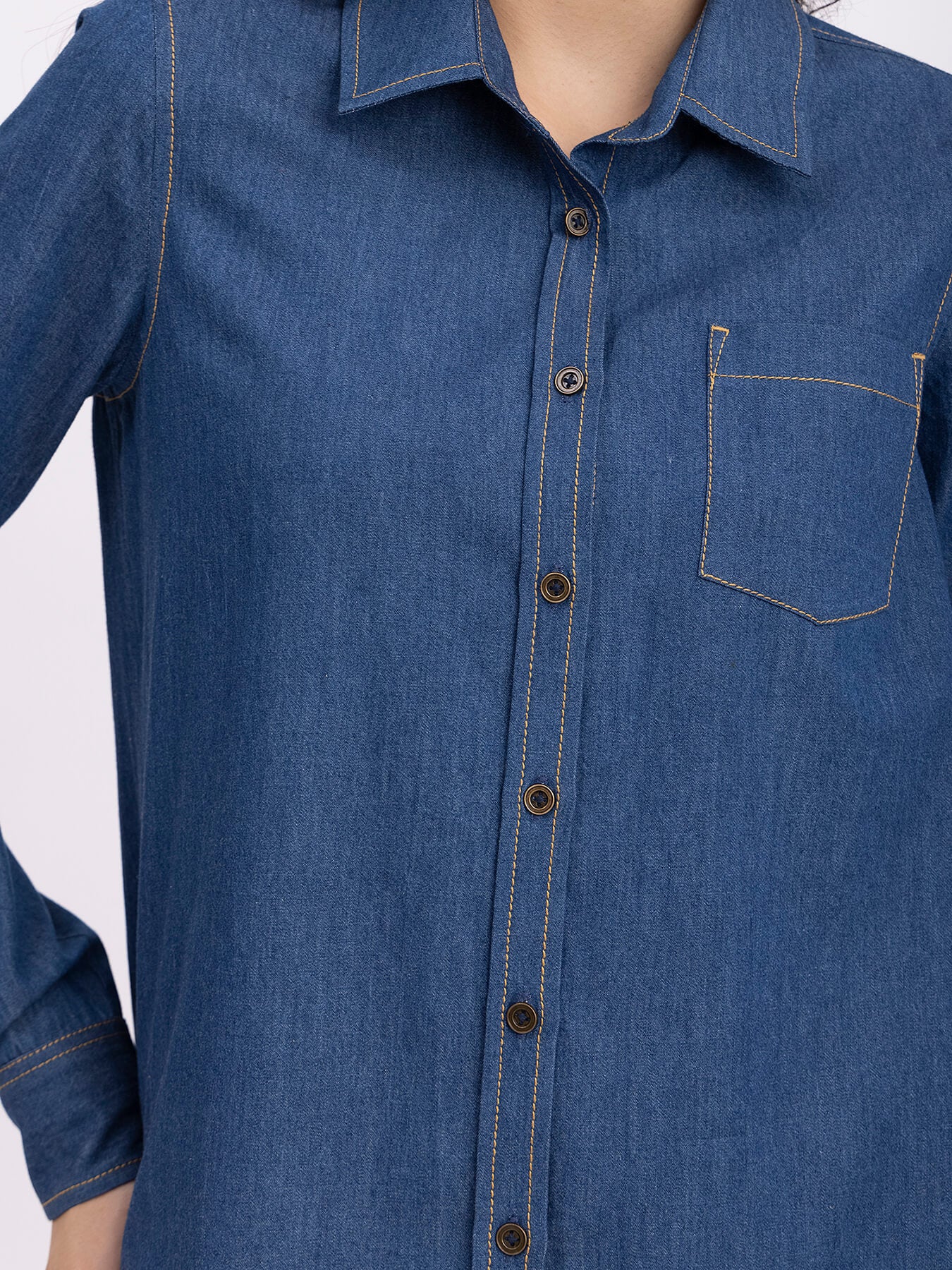 Denim Collared Shirt - Navy Blue