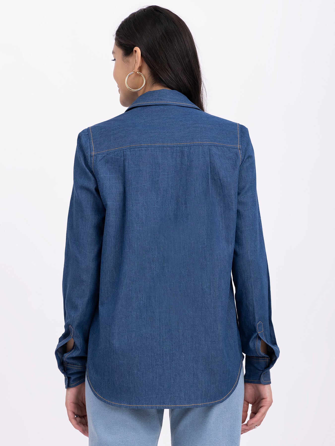 Denim Collared Shirt - Navy Blue