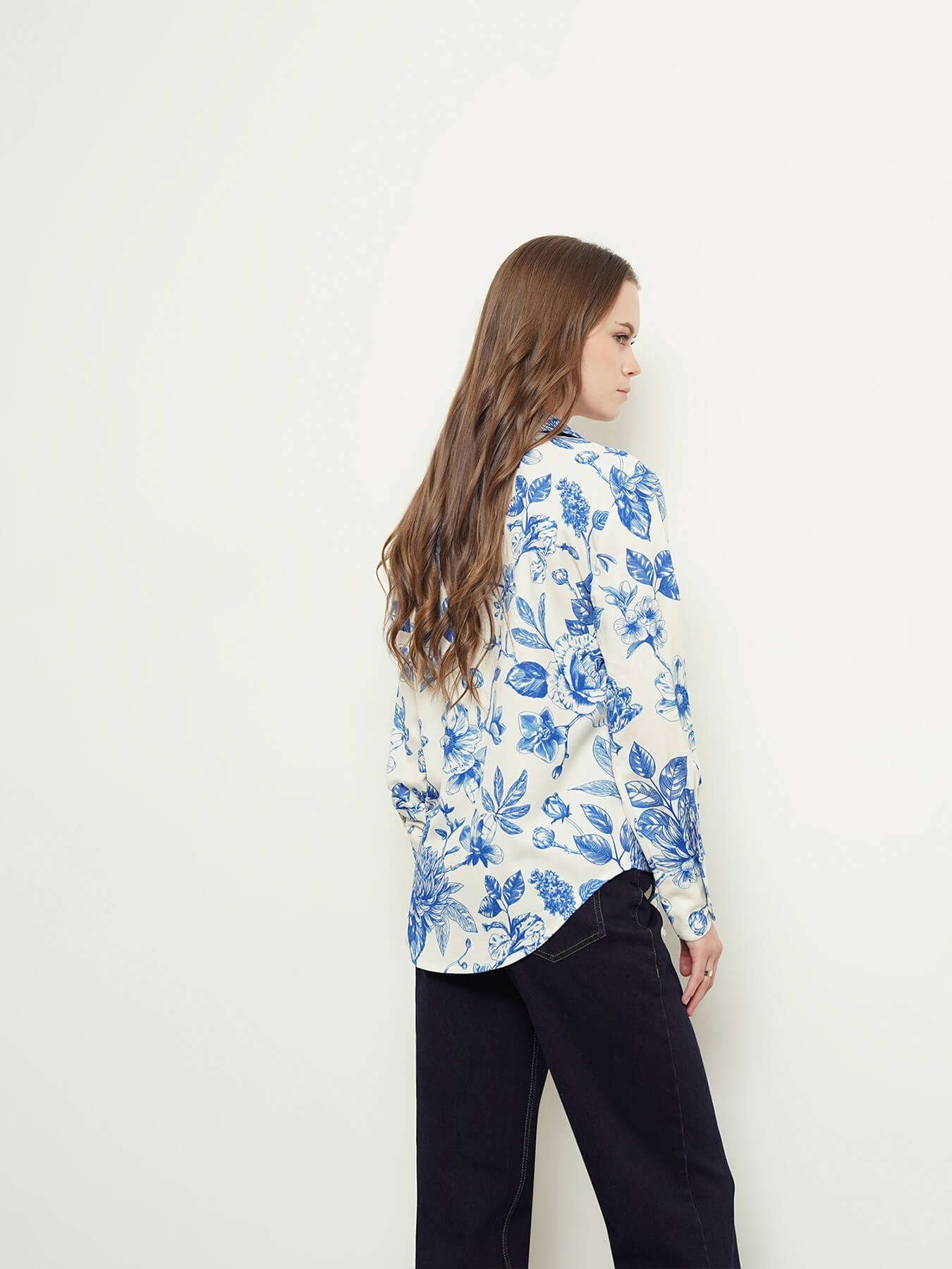 Floral Shirt - Blue And White