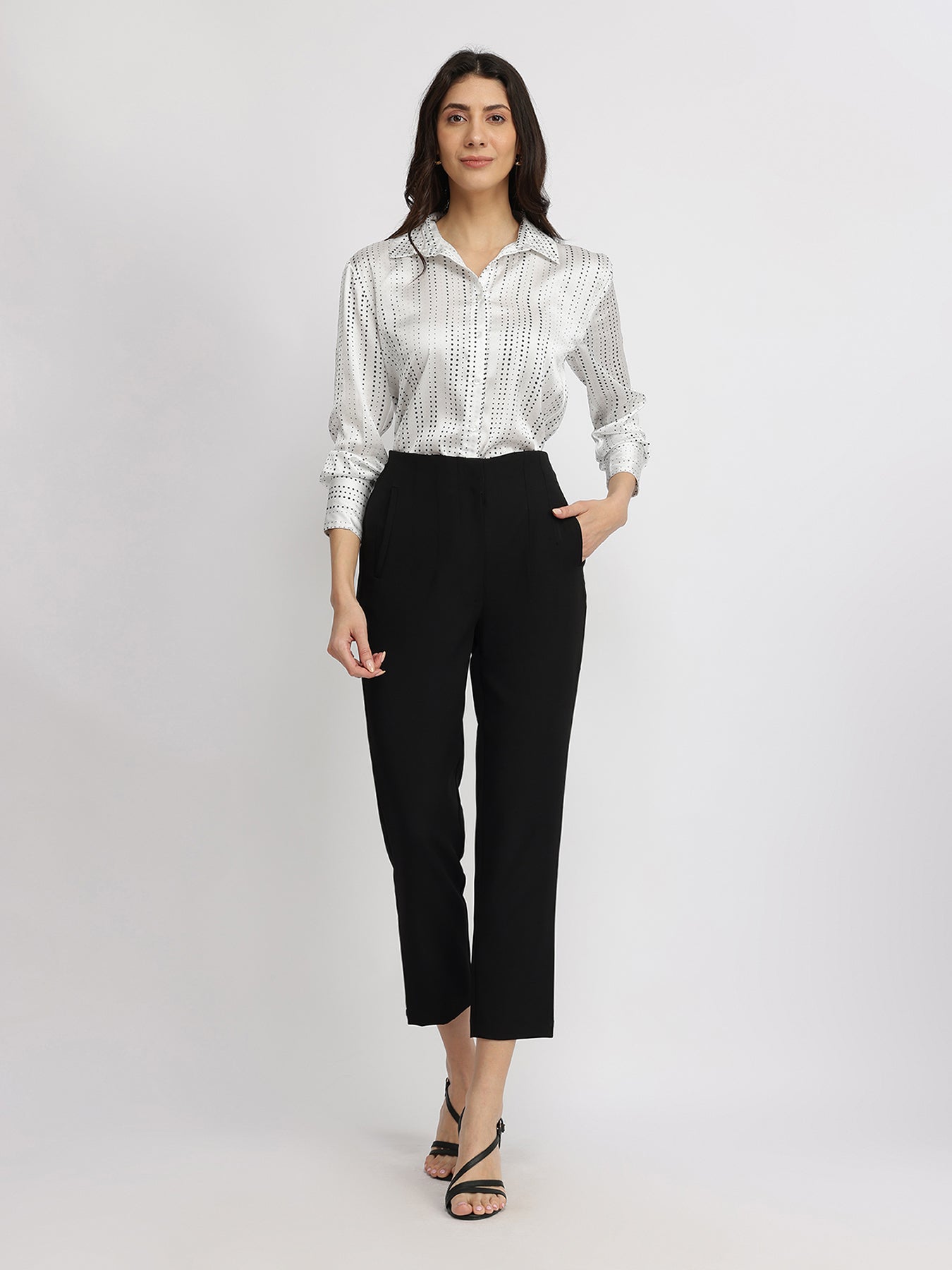 Satin Polka Dot Shirt - White