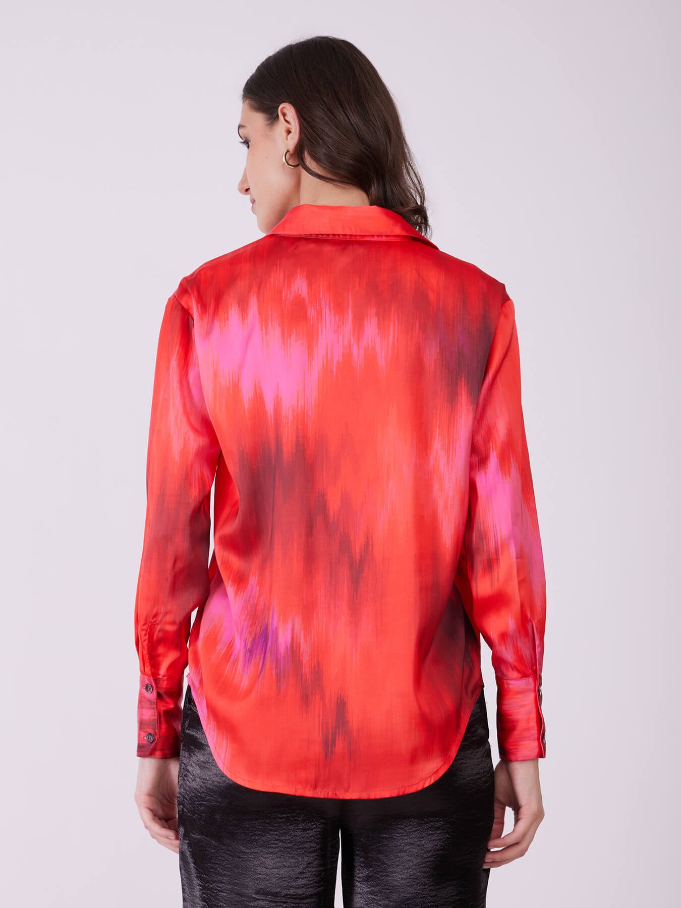 Satin Ombre Shirt - Pink And Red