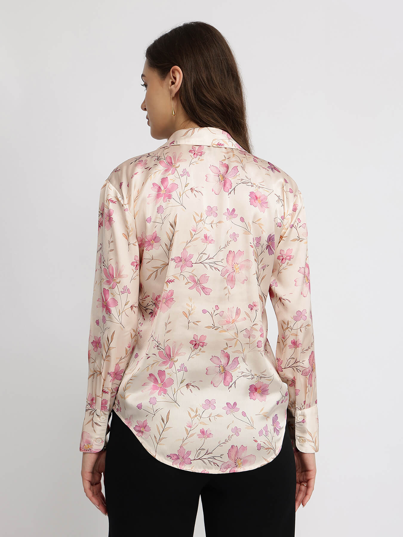 Satin Floral Shirt - Pink