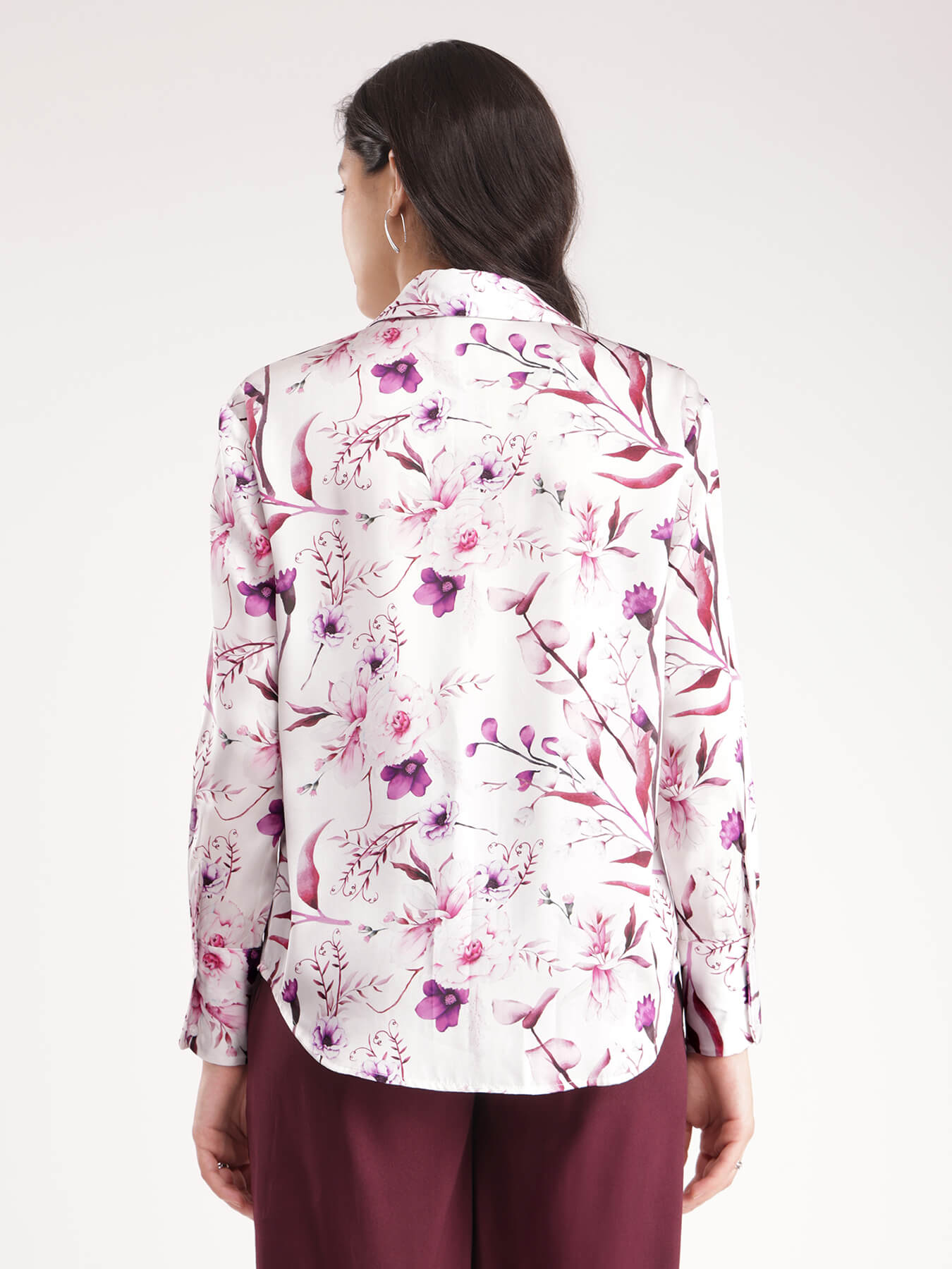 Satin Floral Shirt - White