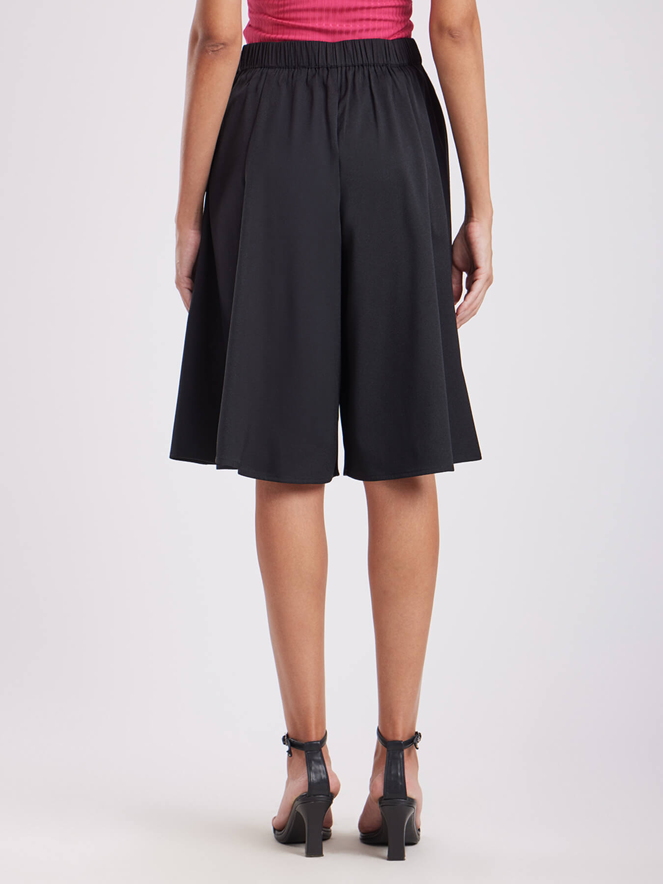 Flared Skort With Panel Detail - Black