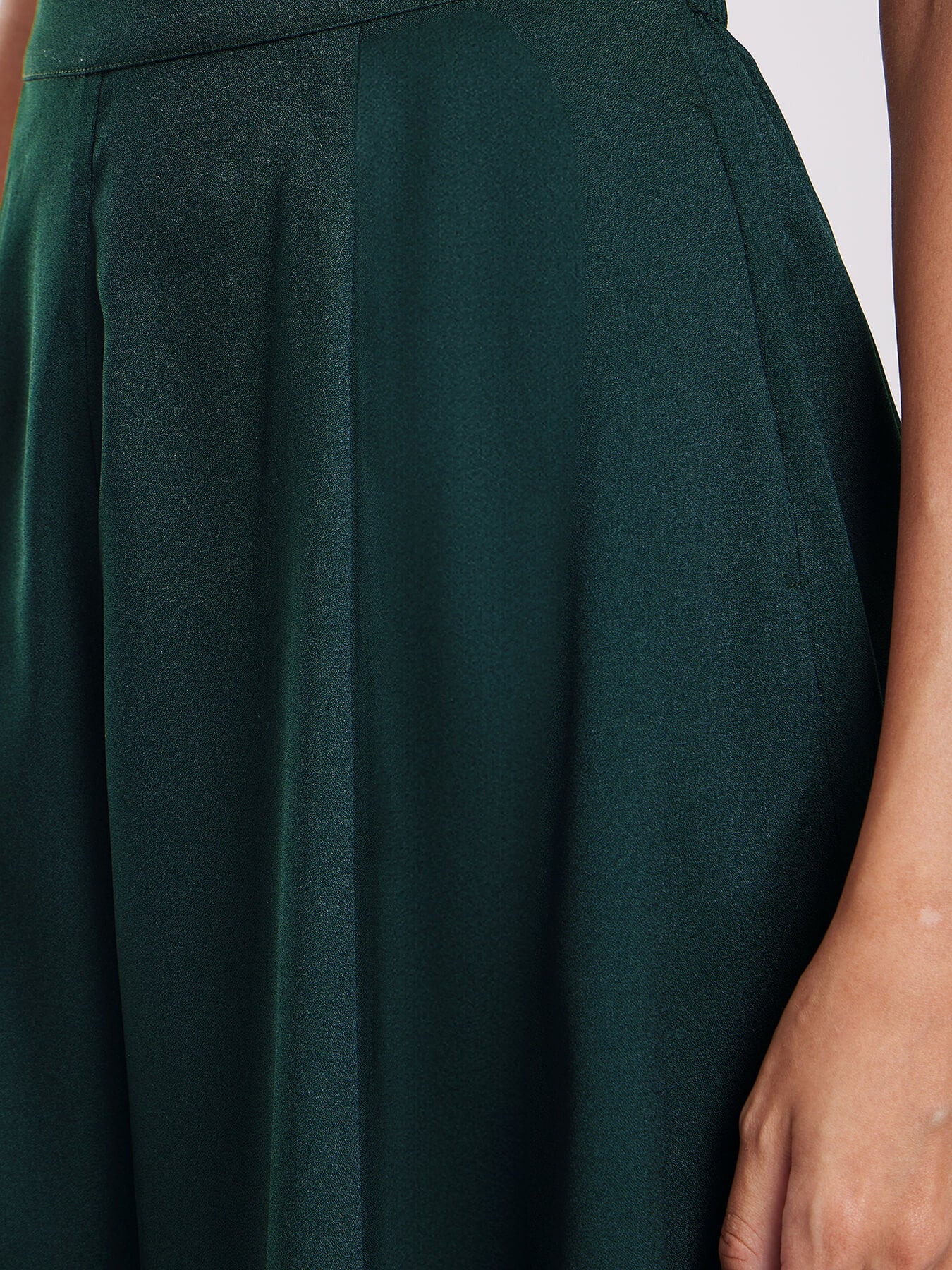 Flared Skort With Panel Detail - Green